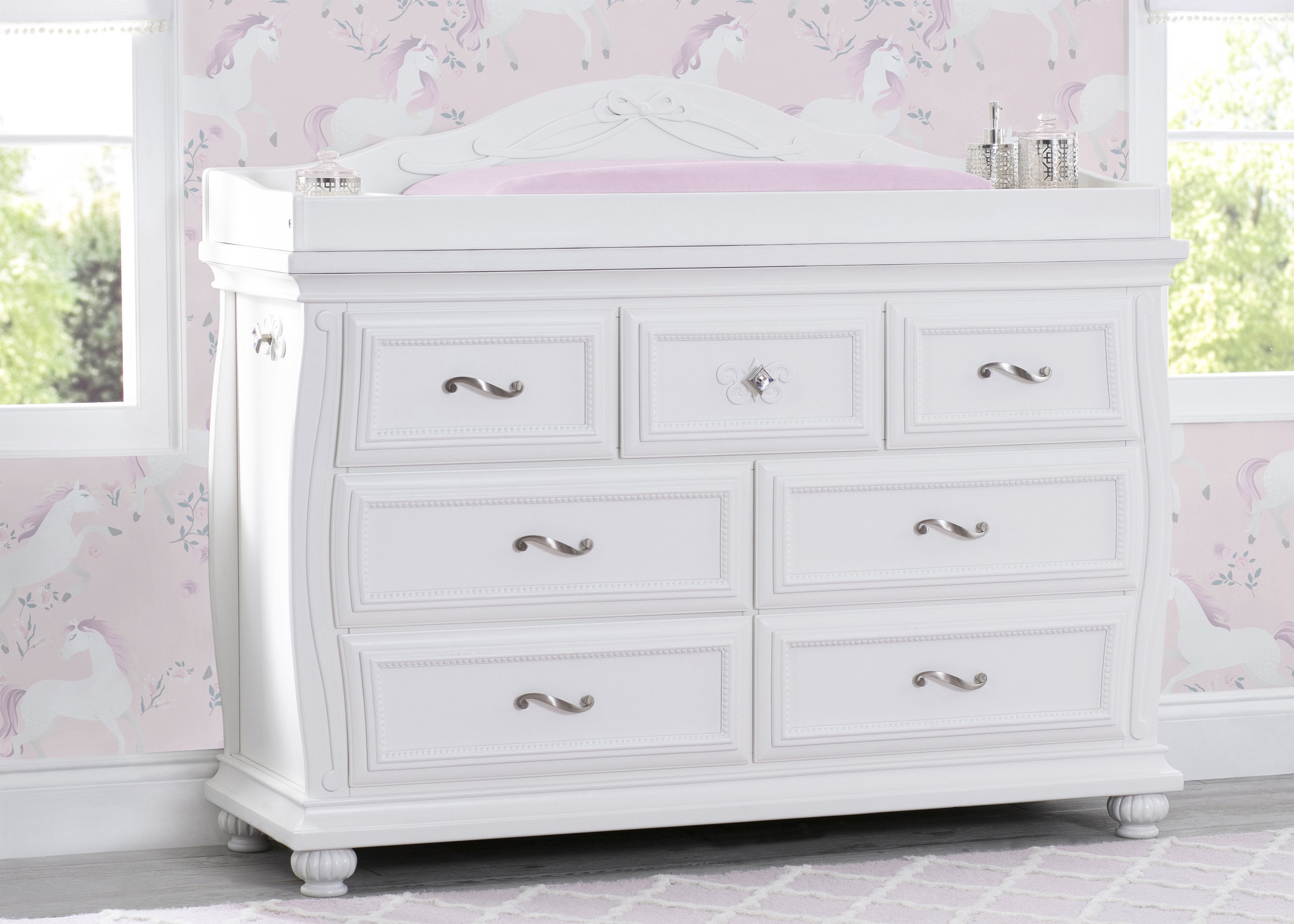Fairytale 7-Drawer Baby Dresser with Changing Table Top - Nursery Storage Solution for Diapers, Clothes & Baby Essentials | Perfect for Newborns & Toddlers' Bedroom Organization