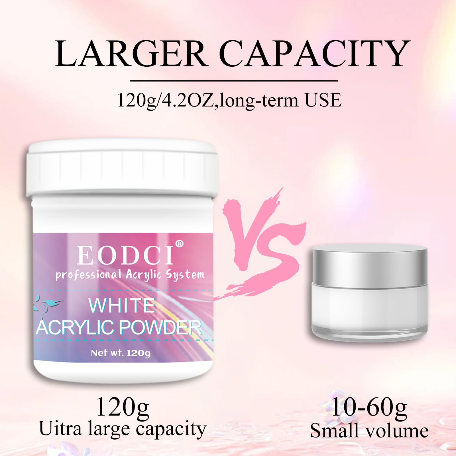 Professional Clear Acrylic Nail Powder - 2Pcs 4oz Polymer for 3D French Manicure, Nail Extension & Carving | Large Capacity Acrylic Nail Supplies for Salon & Home DIY Nail Art