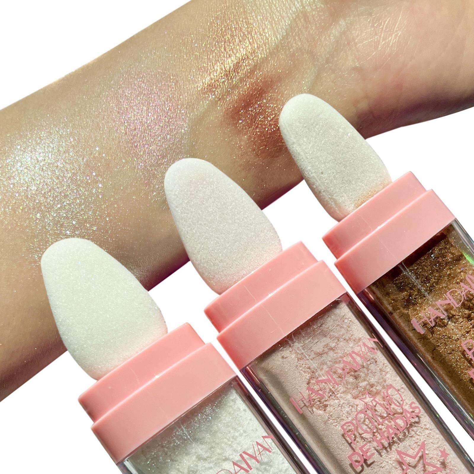 Fairy Powder Highlighter - 3 Color Shimmer Blush for Face & Body | Vegan, Cruelty-Free Makeup for Glowing Skin | Perfect for Daily Wear & Special Occasions
