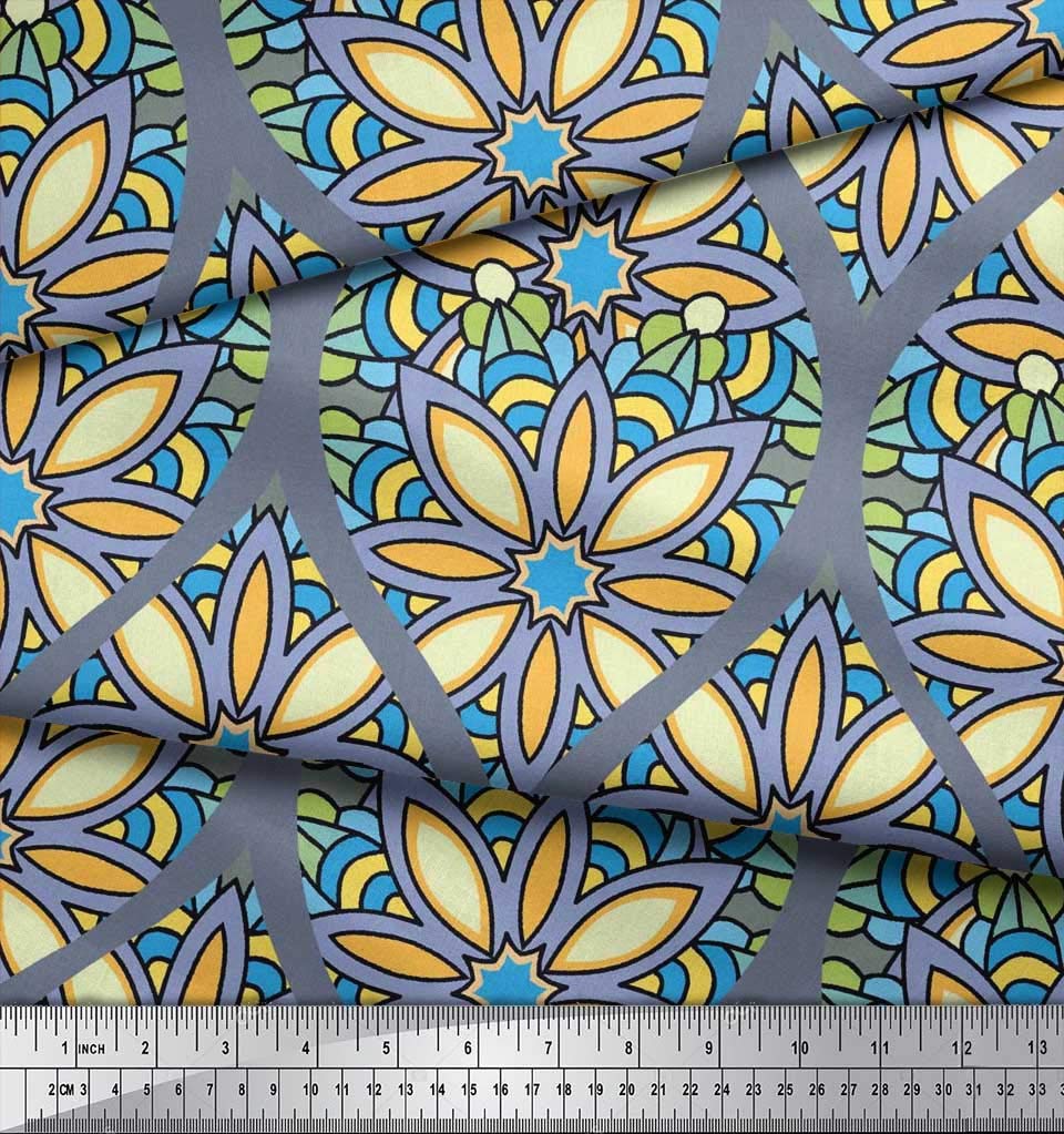 Soimoi Moss Georgette Brown Fabric by The Yard - 42 Inch Wide Floral & Ogee Damask Printed Fabric for Fashion Dresses, Curtains & Home Decor - Graceful Whimsical Design