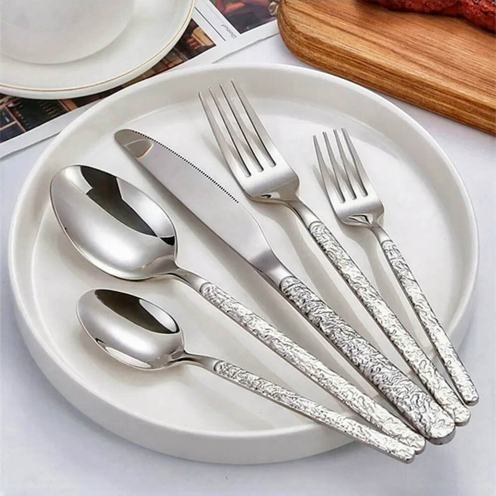 Premium Glacier 30-Piece Stainless Steel Flatware Set - Modern Silverware for Dining, Kitchen & Entertaining - Dishwasher Safe Cutlery Set for Everyday Use & Special Occasions