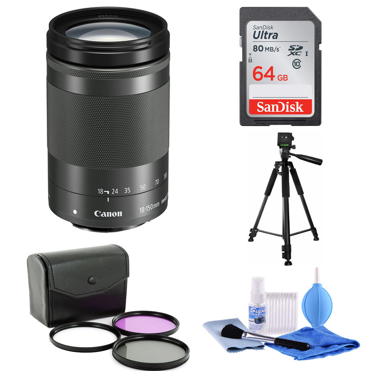 Canon EF-M 18-150mm f/3.5-6.3 IS STM Lens with Cleaning & Filter Kit - Perfect for Travel, Portrait & Wildlife Photography