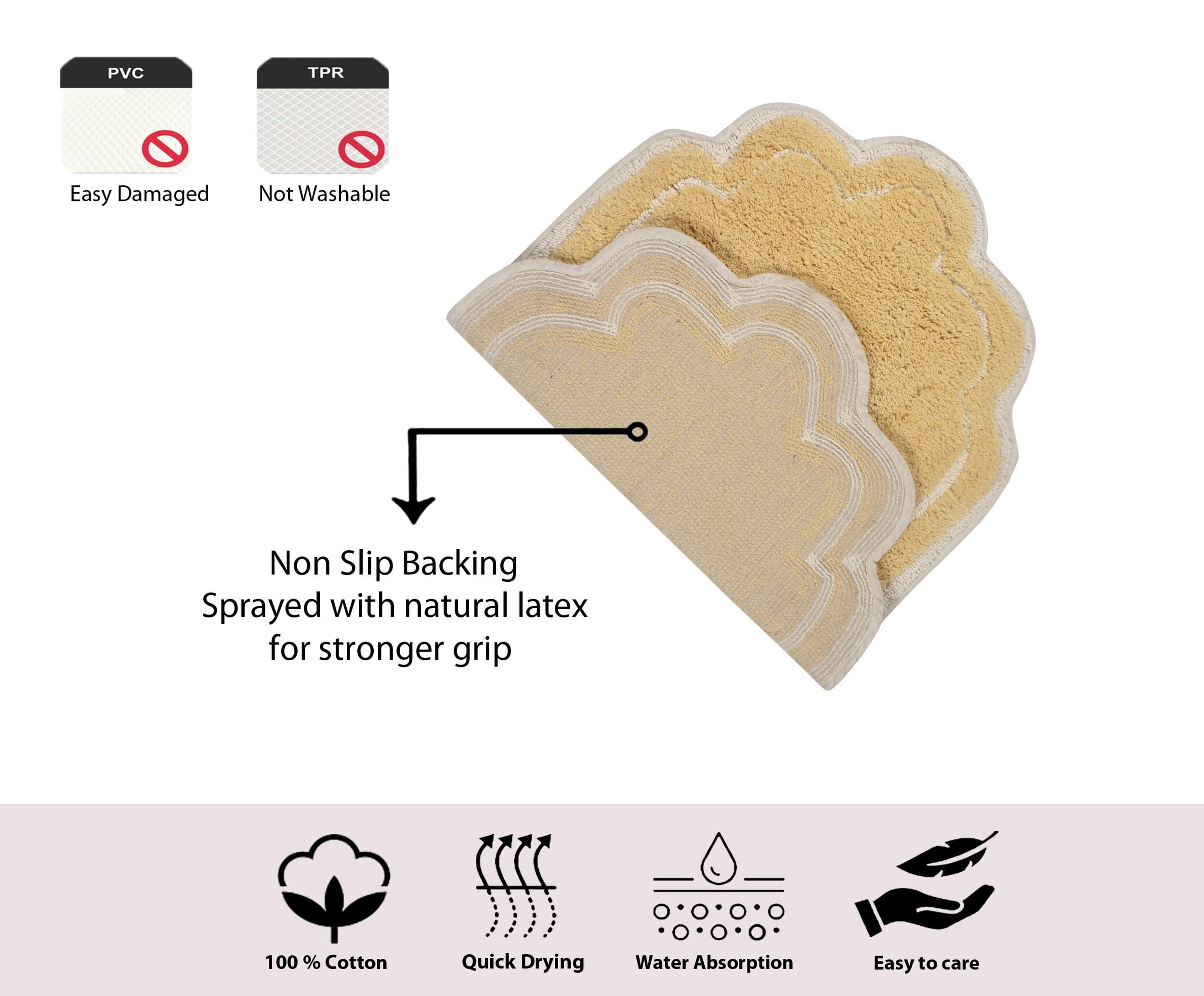 Home Weavers Allure Collection U-Shaped Contour Toilet Rug - Extra Thick, Non-Slip Bathroom Mat, 100% Cotton Soft & Absorbent, Machine Washable (20
