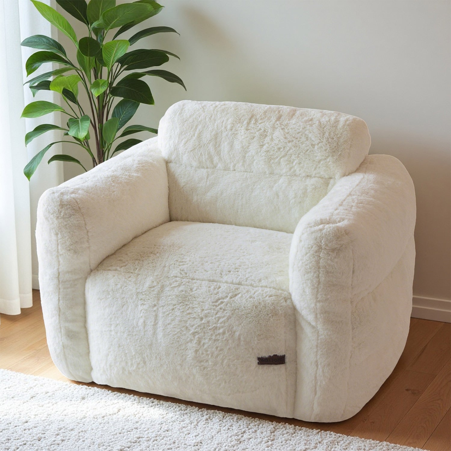 MAXYOYO Giant Bean Bag Chair - Ultra Soft Fluffy Oversized Bean Bag Sofa for Adults & Teens, Cozy Reading Nook Chair, Lounge Chair for Bedroom, Living Room, Dorm - Beige (Perfect for Relaxing, Gaming & Movie Nights)