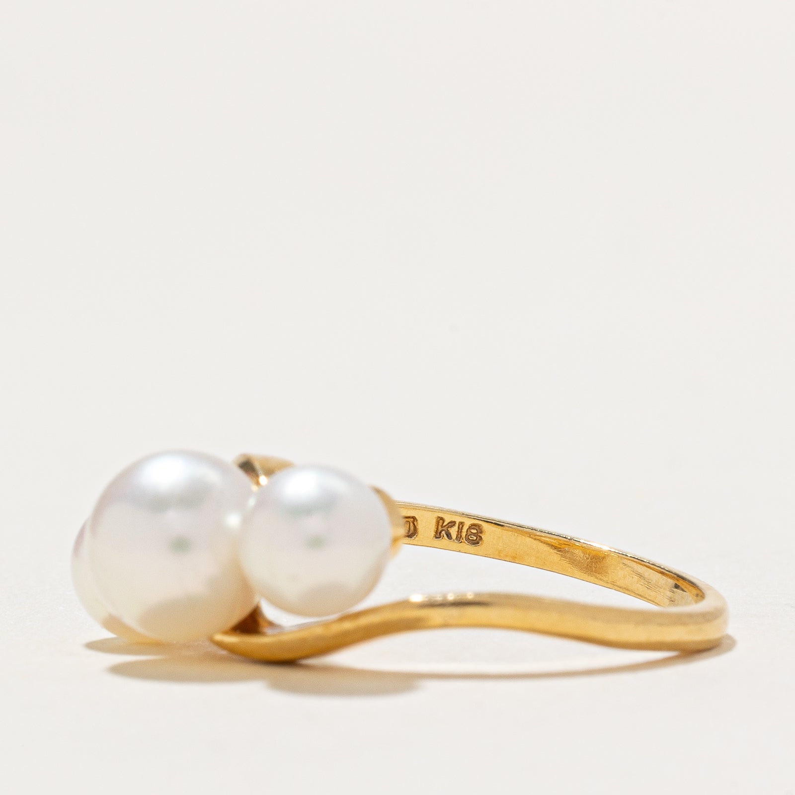 Three Stone Pearl Bypass Ring - Size 5.5 | Elegant Pearl Jewelry for Women, Perfect for Weddings, Anniversaries & Special Occasions