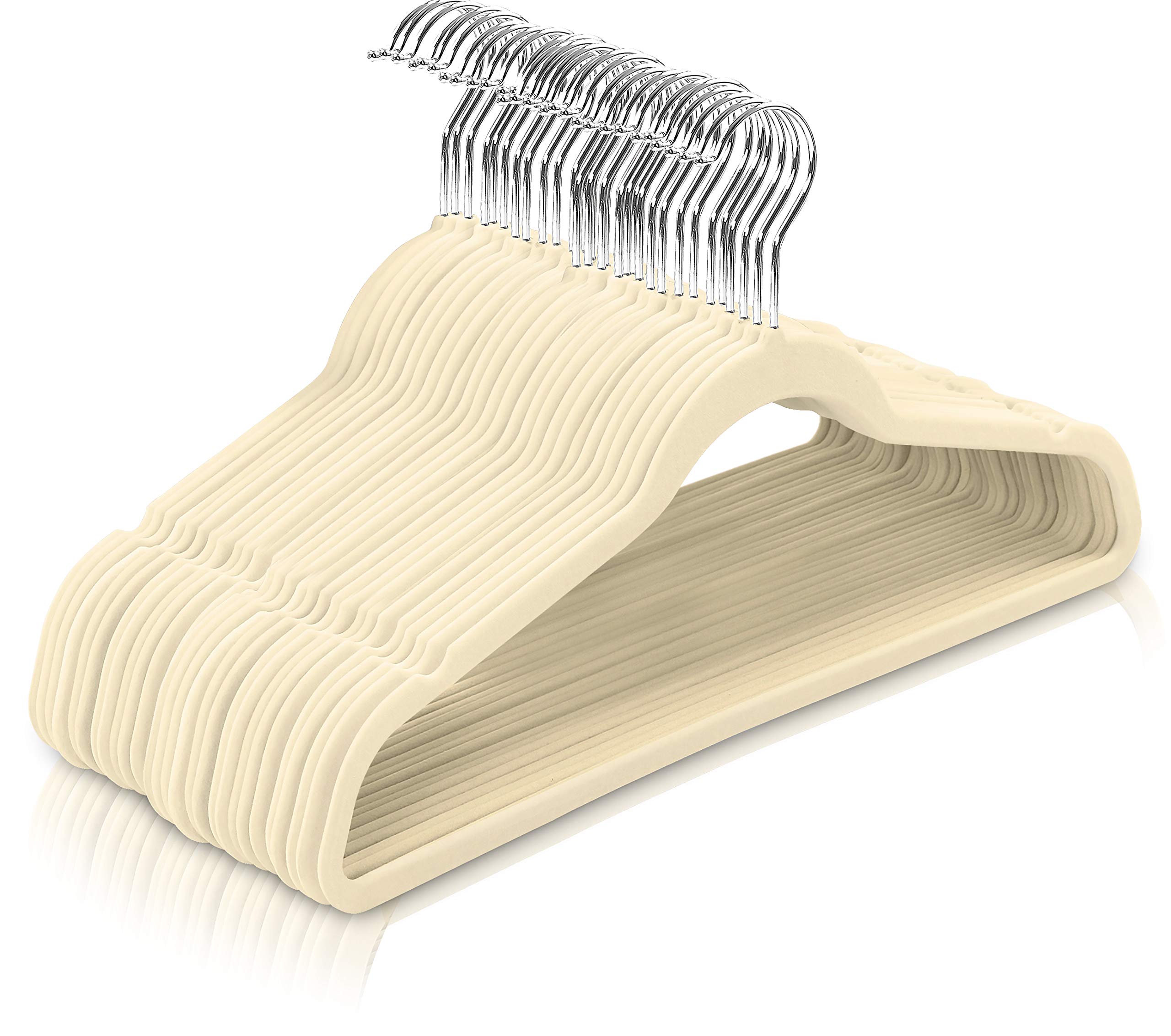 Utopia Home 150 Pack Velvet Non-Slip Clothes Hangers with 360 Degree Rotatable Hook - Heavy Duty Coat & Pants Hangers in Ivory - Perfect for Closet Organization, Wardrobe Storage and Travel Packing