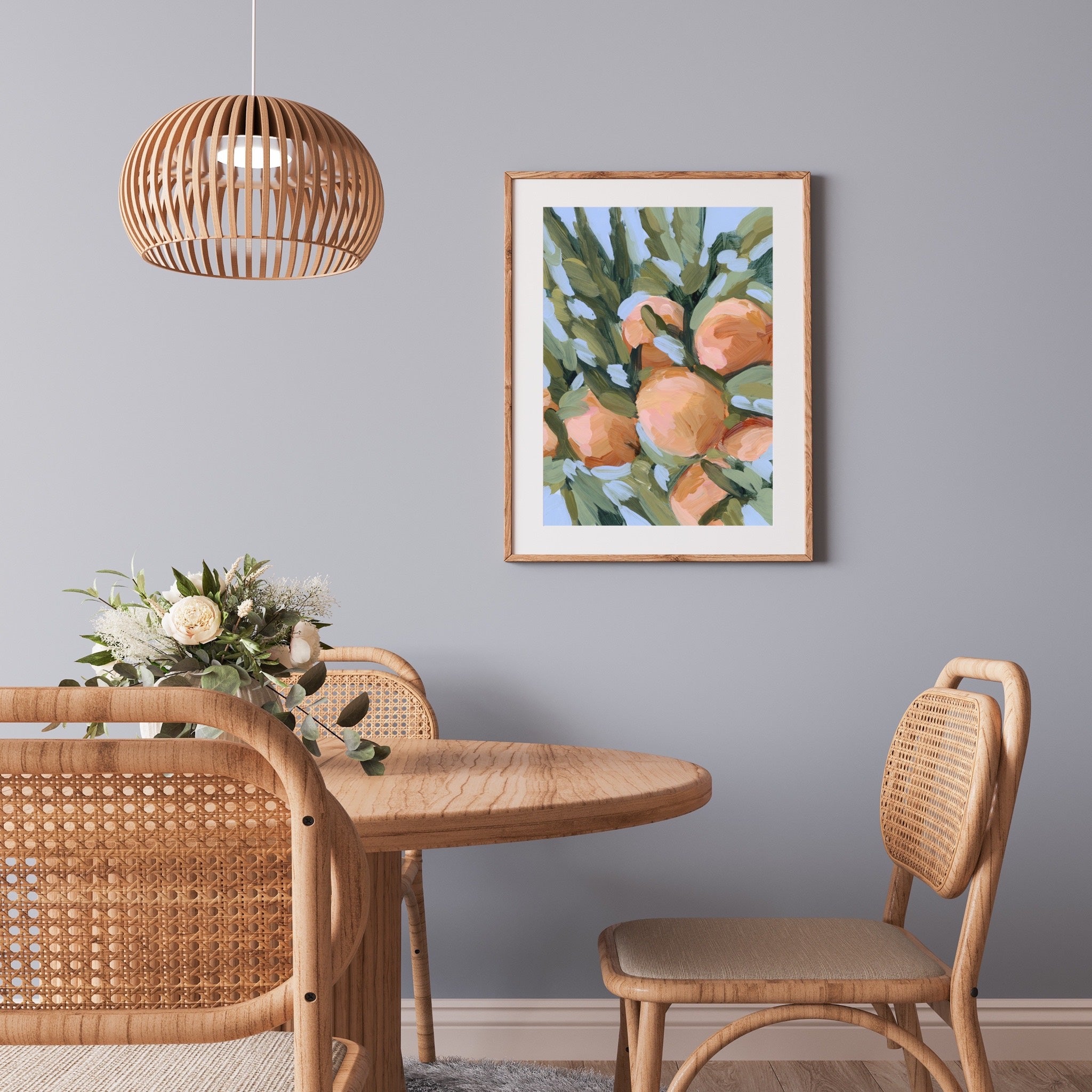 Peach Tree Art Print - Elegant Botanical Wall Decor for Living Room, Bedroom & Office - Perfect Gift for Nature Lovers