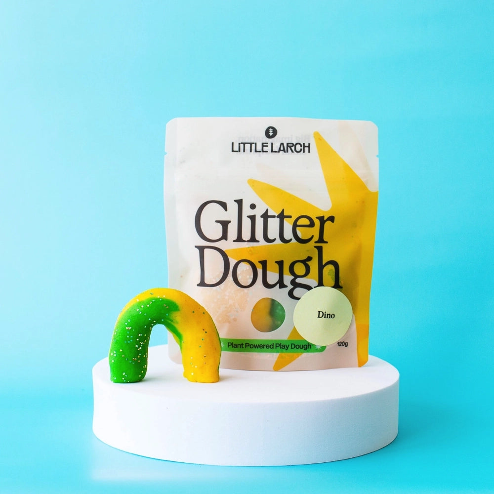 Little Larch Natural Glitter Dough Dino - Non-Toxic Sensory Play Dough for Kids, Perfect for Creative Play, Birthday Gifts & Stress Relief Activities