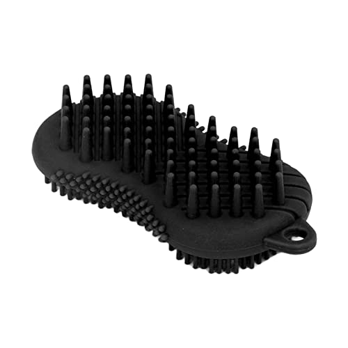 Premium Silicone Body Scrubber & Scalp Massager - Gentle Exfoliating Shower Brush with Ergonomic Grip for Skin Care & Relaxation (Black) - Perfect for Daily Shower, Spa Treatment & Stress Relief