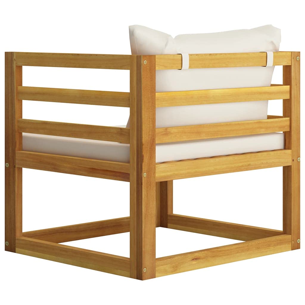 **All-Weather Acacia Wood Outdoor Dining Chair with Cream Cushions - Patio, Garden, Backyard, Porch Furniture for Relaxing & Entertaining**