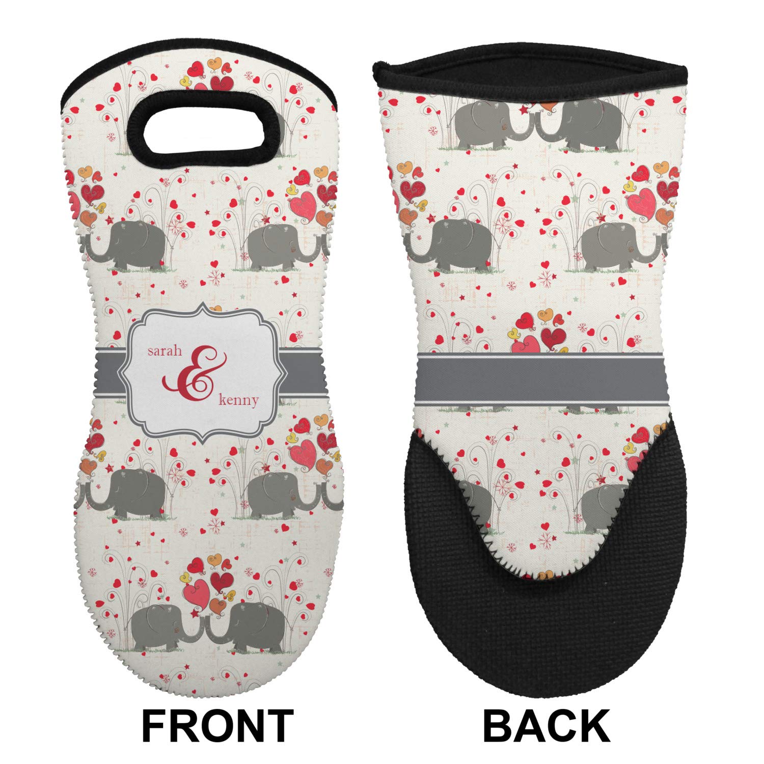 Personalized Elephants in Love Neoprene Oven Mitt - Custom Couple's Names - Perfect Wedding Gift & Kitchen Essential for Newlyweds