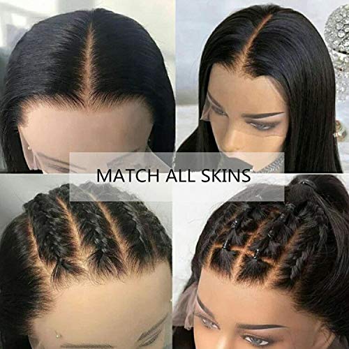 13x4 HD Invisible Lace Front Human Hair Wig - 150% Density Glueless Straight Wig with Pre-Plucked Baby Hair | 18 Inch Natural Black Lace Wig for Daily Wear & Special Occasions