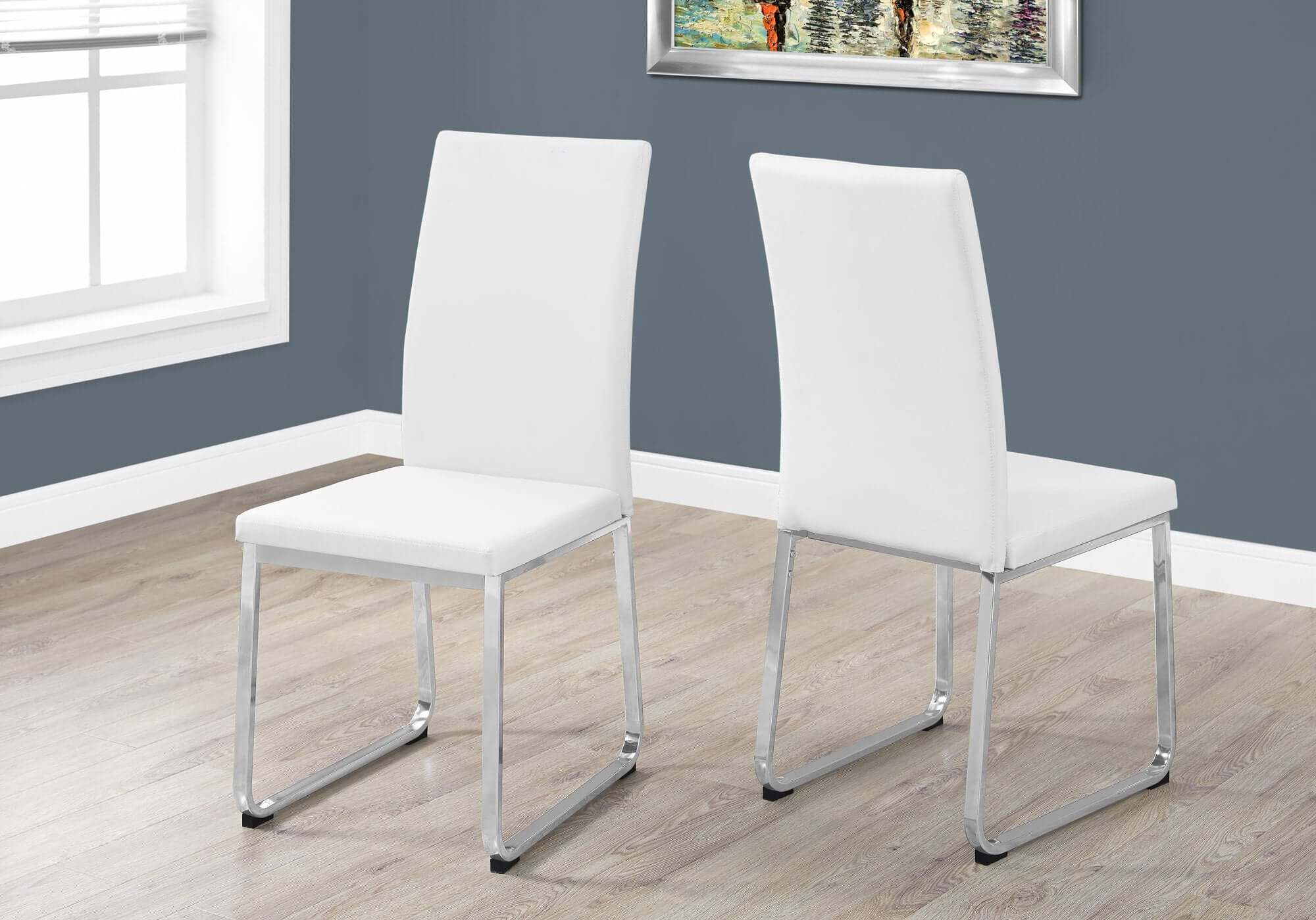 38H White Faux Leather Dining Chairs Set of 2 - Modern PU Leather Kitchen Chairs for Dining Room, Restaurant & Home Decor