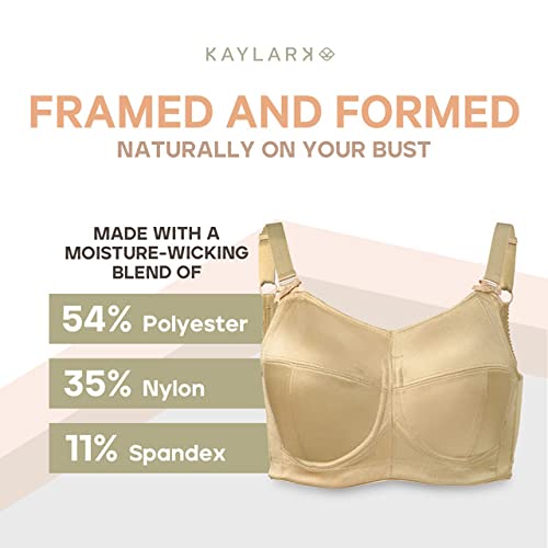 Kaye Larcky B003 High-Impact Sports Bra - Padded Back Support & Layered Cups for Full Coverage | Workout Essentials in Nude | Perfect for Running, Yoga & Gym Training
