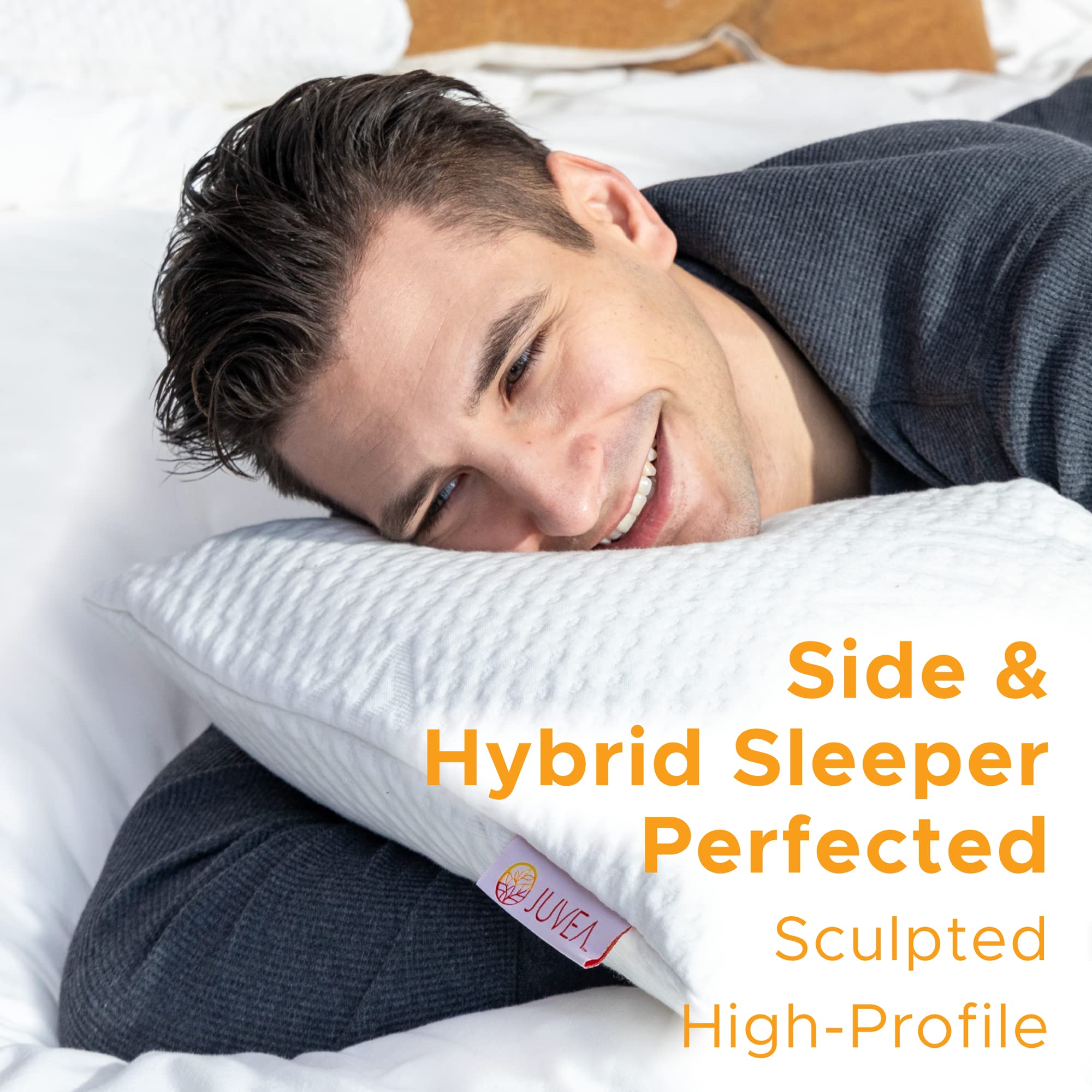 **JUVEA Elevate™ High-Profile Natural Talalay Latex Pillow with Organic Cotton Cover – Breathable & Supportive High Loft Pillow for Neck Pain Relief & Better Sleep – King Size – Ideal for Side & Back Sleepers**
