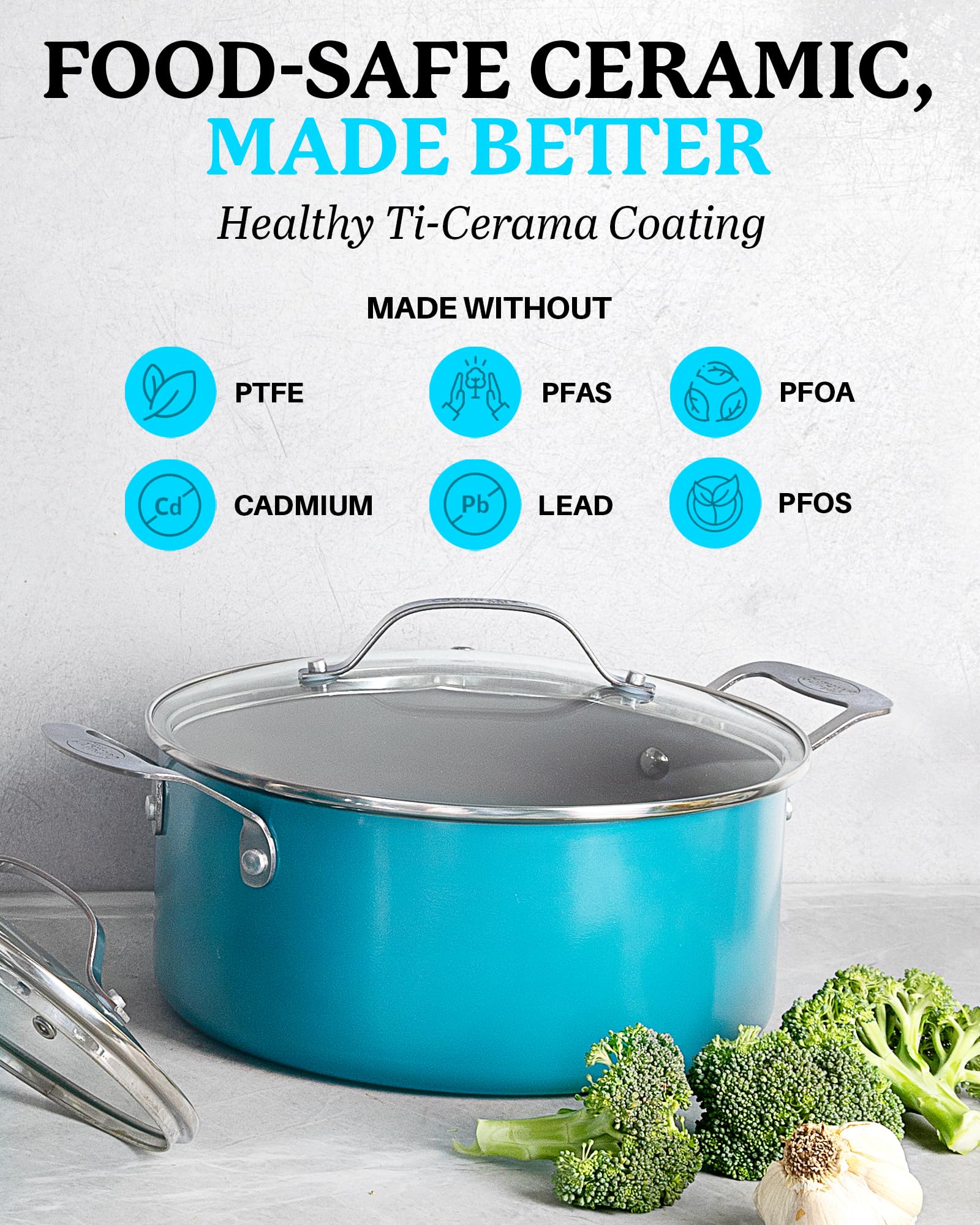 **Gotham Steel Aqua Blue Nonstick 5 Quart Pot – Multipurpose Stock Pot for Pasta, Stew, Sauce & Reheating | Oven & Dishwasher Safe, PFOA Free | Ideal for Cooking, Boiling & Meal Prep**