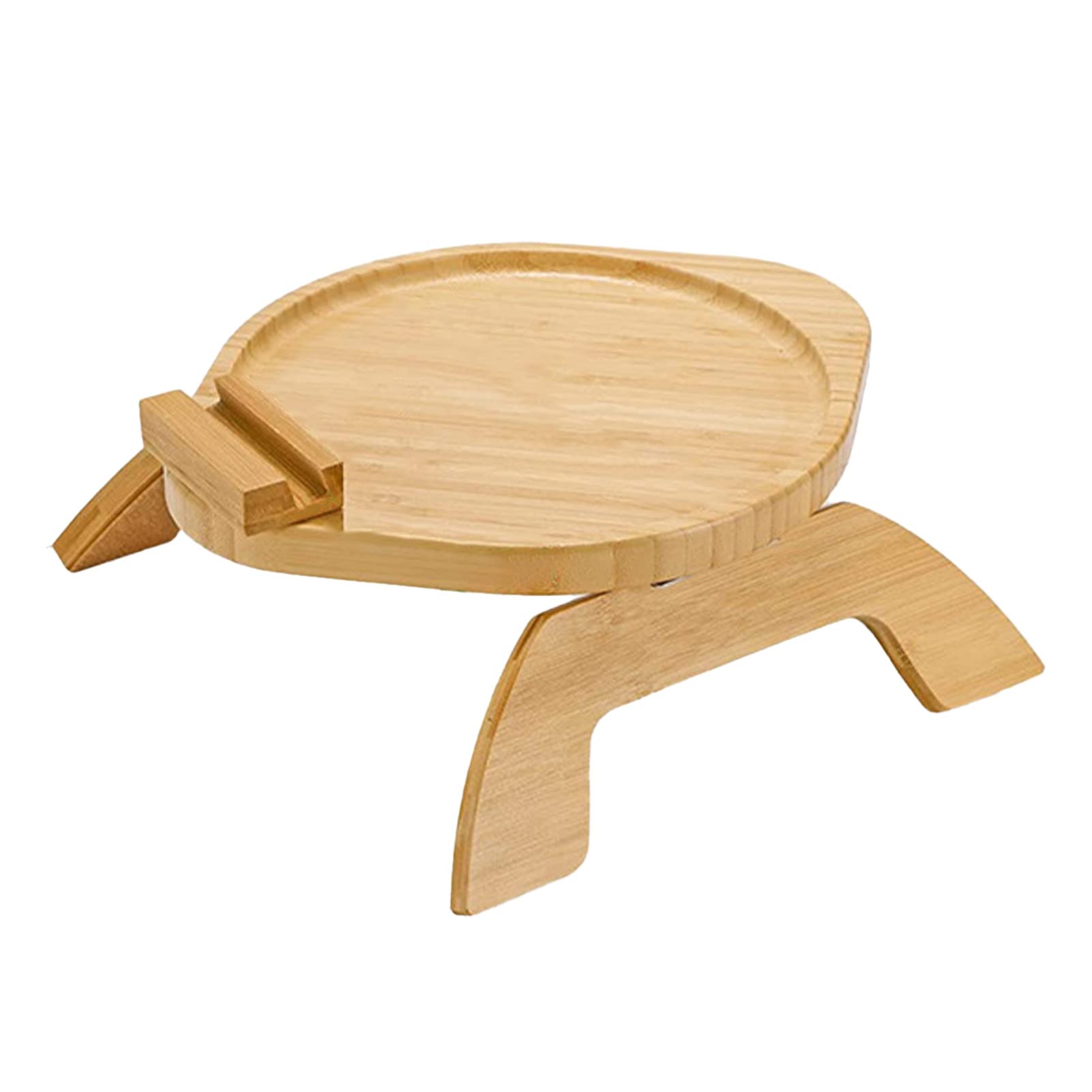 Foldable Wooden Sofa Armrest Tray with Phone Holder - for Couches & Recliners