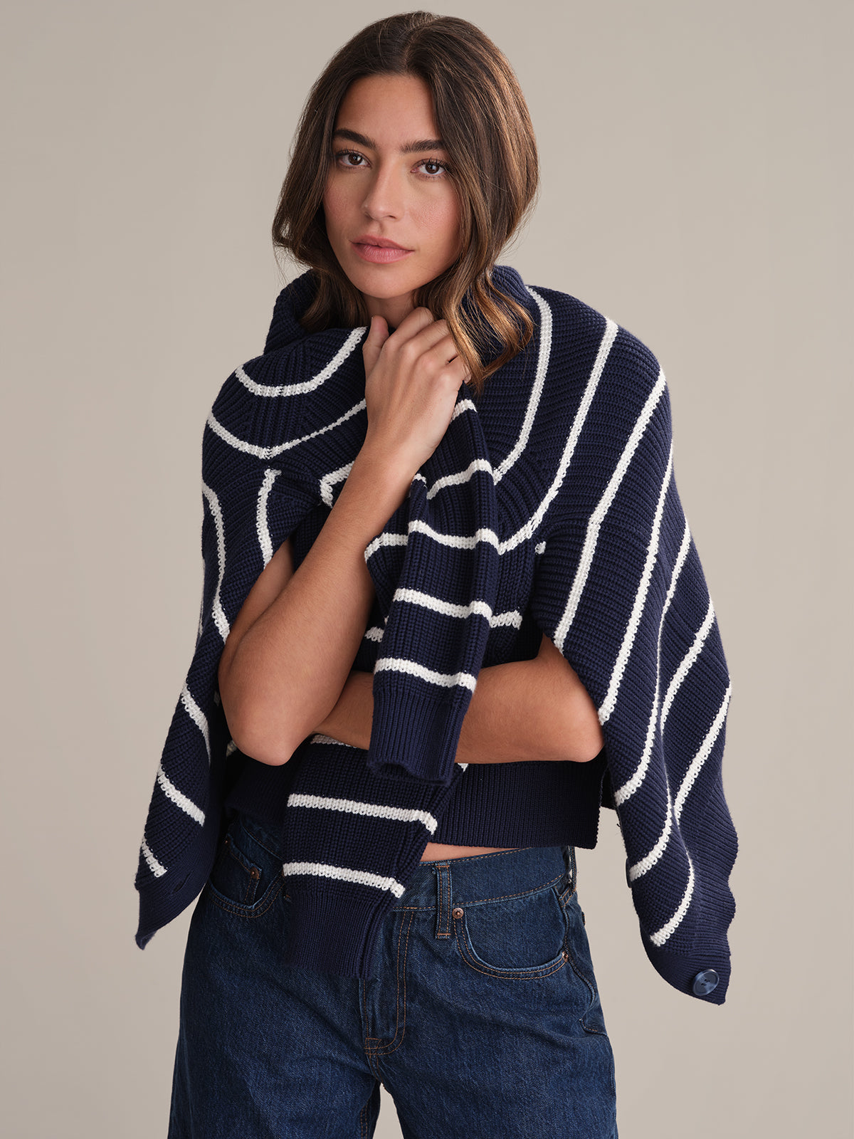 Emilia Women's Stripe Cotton Cocoon Cardigan - Soft Long Sleeve Open Front Knit Sweater for Fall & Winter | Perfect for Office, Lounge & Coffee Dates