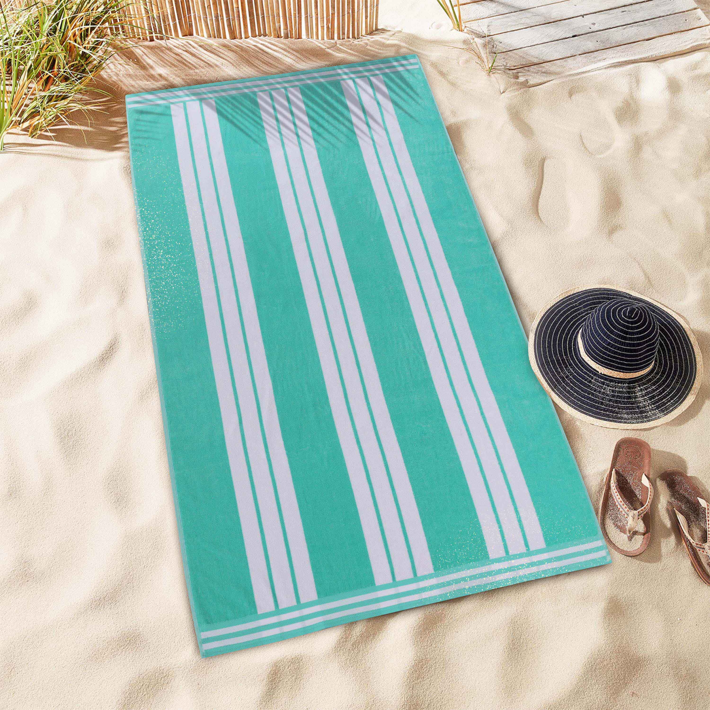 Premium Oversized Cabana Striped Cotton Beach Towel Set - 2, 4, or 6 Pack - Soft Quick-Dry Bath Towels for Pool, Beach, Vacation & Spa Days