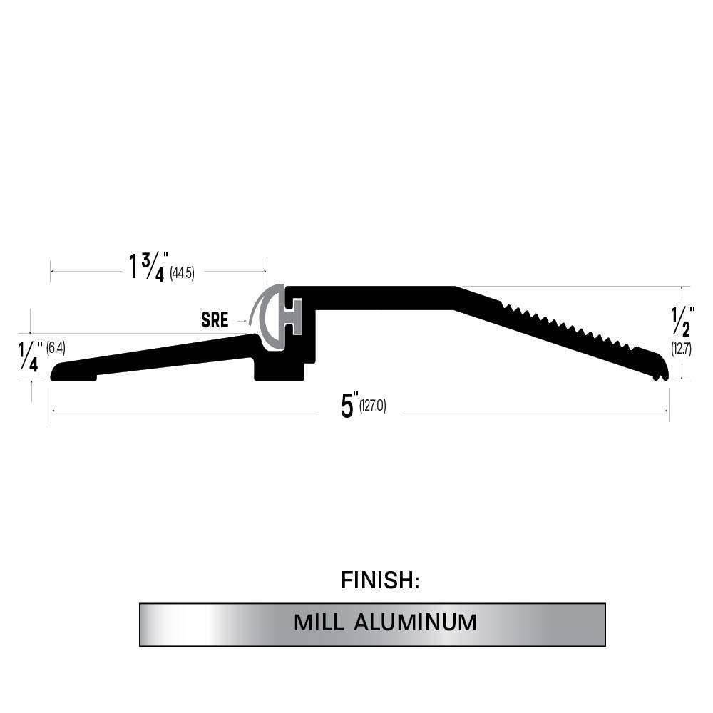Fire Rated & ADA Compliant Mill Aluminum High Rabbeted Saddle with Solid Rubber Extrusion (3665MA) - FH #10 x 1-1/2