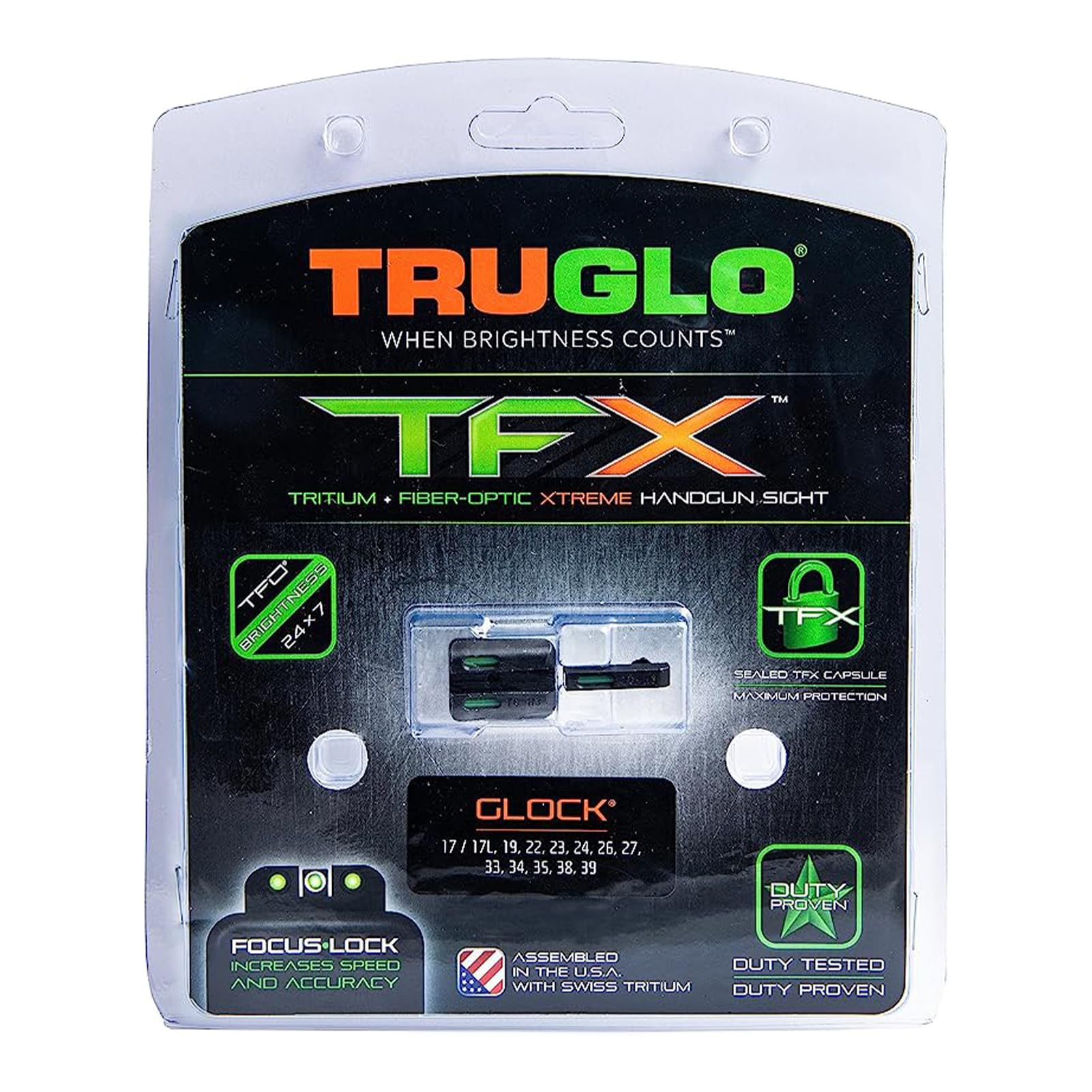 TRUGLO TFX Handgun Sight - Durable Shock-Resistant Compact Tritium & Fiber Optic Sights for Pistols - High Visibility Day/Night Sights for Glock, Sig Sauer, 1911 - Perfect for Home Defense, Tactical Training & Low Light Shooting