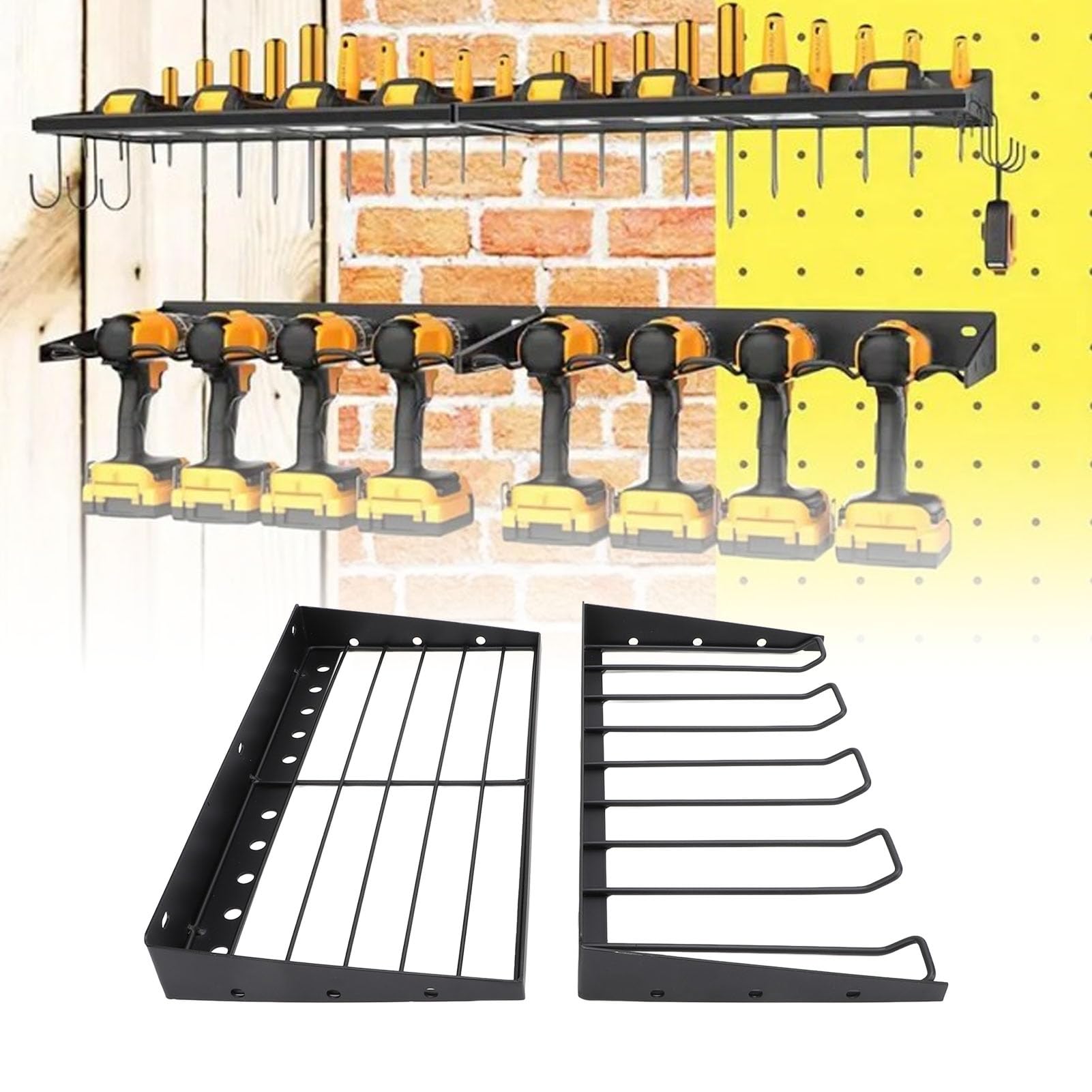 Heavy Duty Wall Mount Power Tool Organizer - Drill Holder & Storage Rack for Garage, Workshop & DIY Space - Strong Iron Construction with High Load Bearing Capacity - Space Saving Tool Organization Solution for Hammers, Wrenches & Power Tools