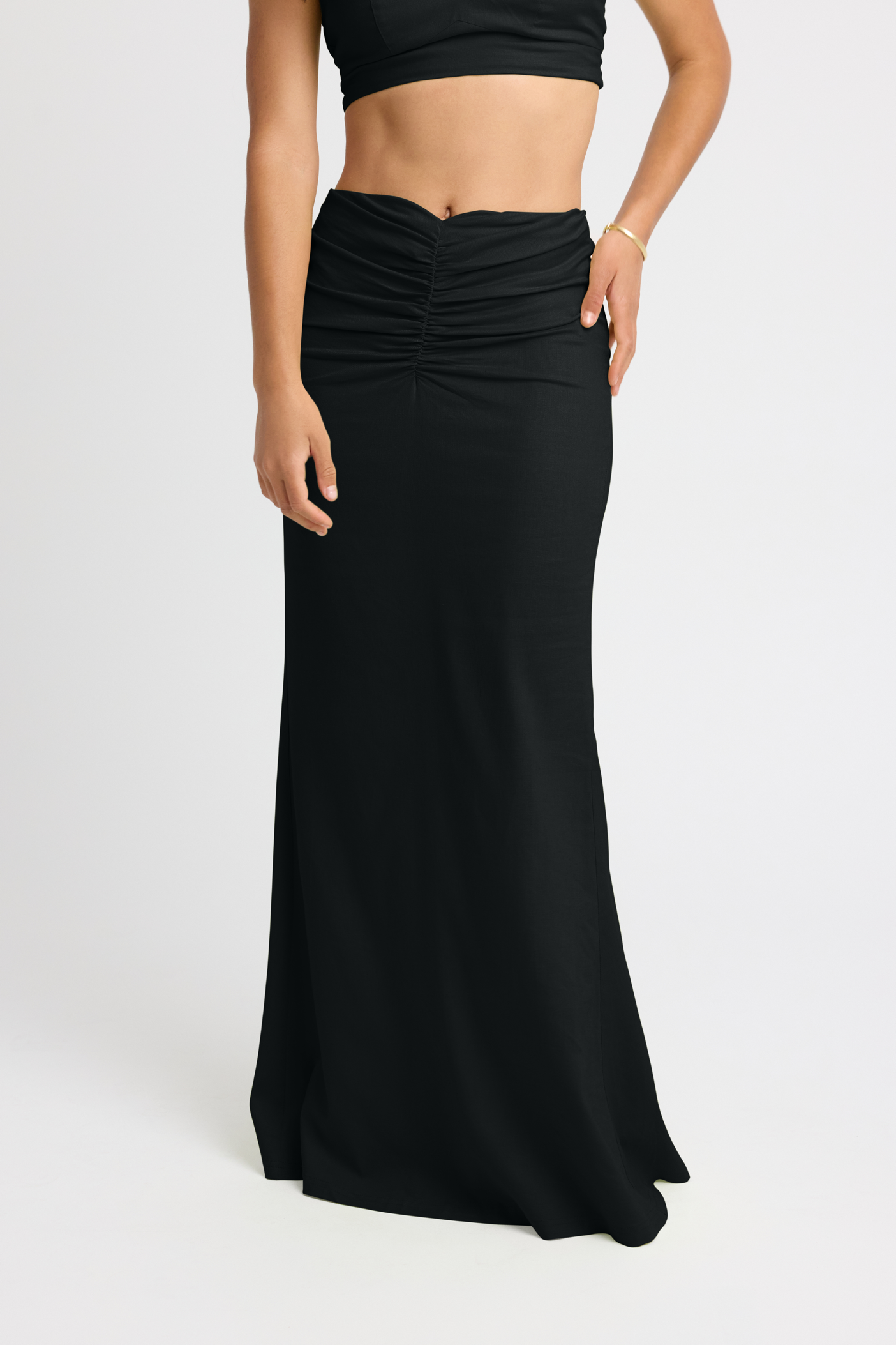 Bella Linen Maxi Skirt for Women - Flowy Long Skirt with Side Slit - Soft Breathable Fabric - Black - Perfect for Beach, Vacation & Summer Outfits