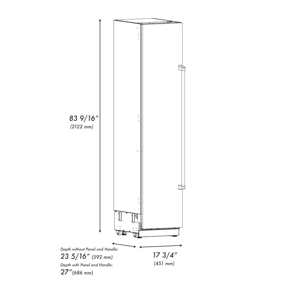 ZLINE Autograph Edition 18 Inch 8.6 cu ft Left Hinge Column Freezer - Black Stainless Steel with Graphite Gray Interior & Champagne Bronze Accents (RCFVLZ BS 18 CB) | Perfect for Home Kitchen, Basement, Garage & Commercial Use