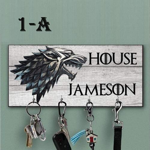 Custom Stark House Key Holder - Personalized Gray Wall Key Hanger with Wolf Design | Key Organizer Rack for Game of Thrones Fans | Perfect Anniversary Gift & Wedding Surprise for Home, Office, or Dorm Decor