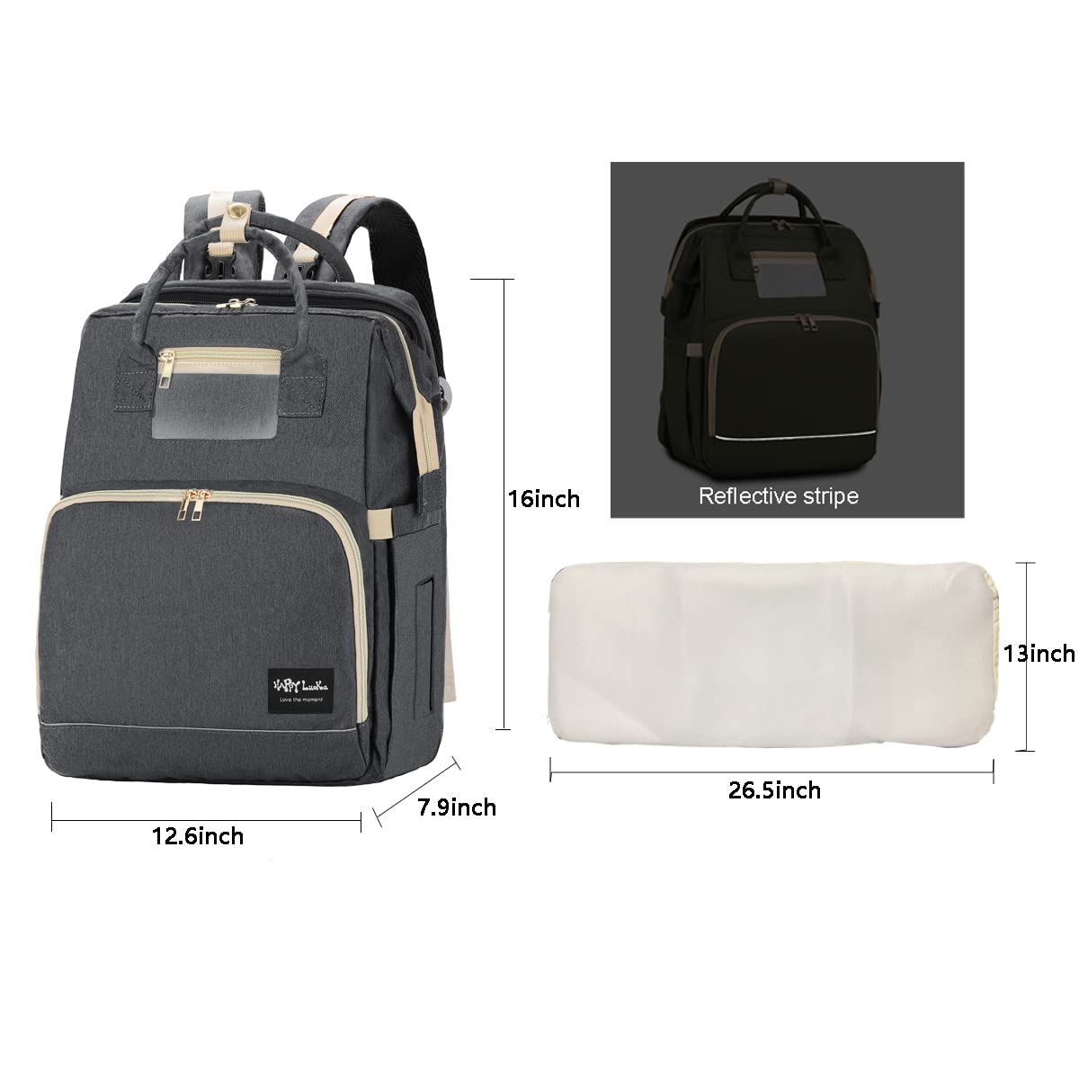 **Waterproof Baby Diaper Backpack for Boys & Girls - Large Multifunctional Travel Diaper Bag with Insulated Pockets - Perfect for Newborn Essentials, Daycare, and Family Outings - Dark Grey**
