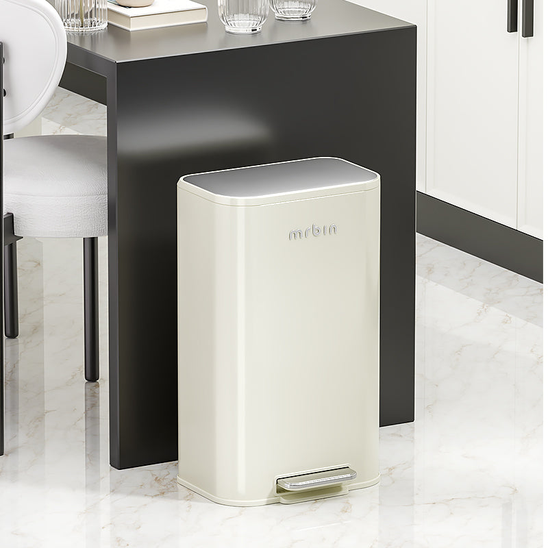 Stainless Steel Kitchen Trash Can with Cream Finish & Wide Mouth Opening - Perfect for Modern Home, Office, or Restaurant Use