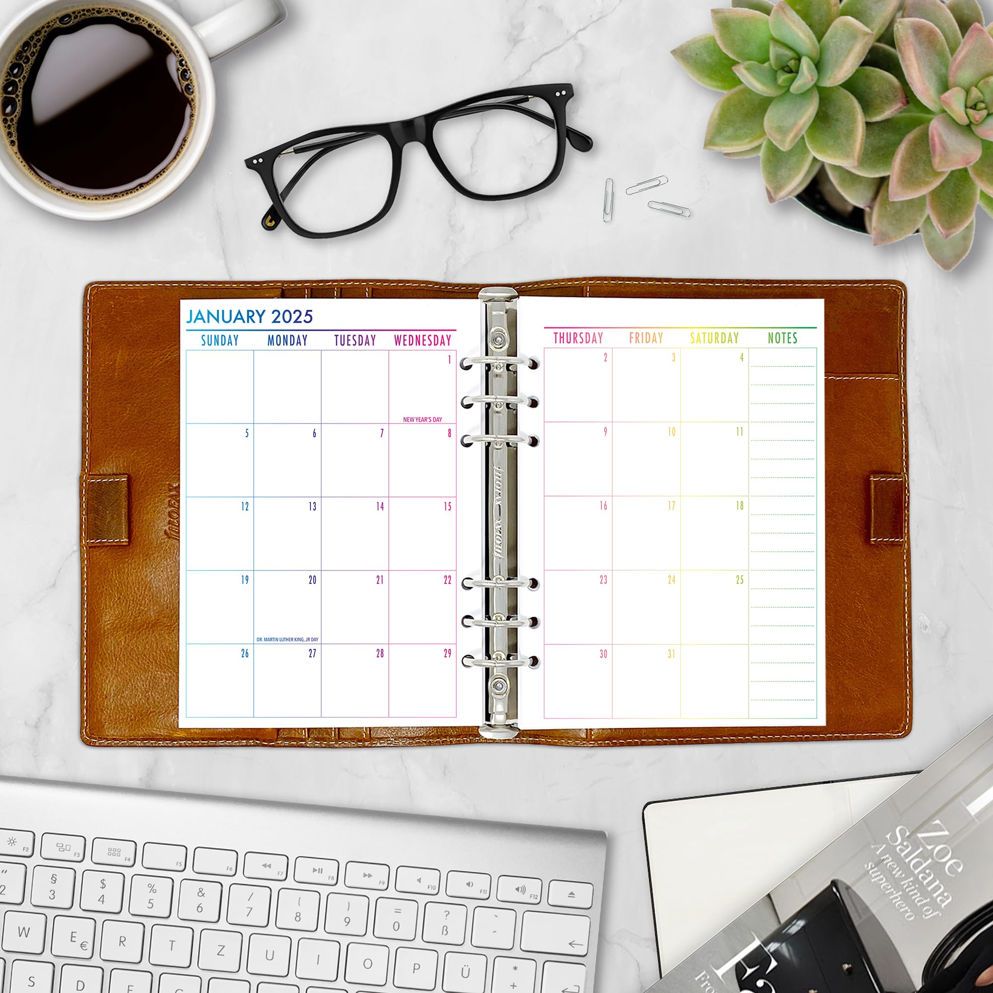 2025 A5 Rainbow Ombre Monthly Planner Refill - January to December, 5.83
