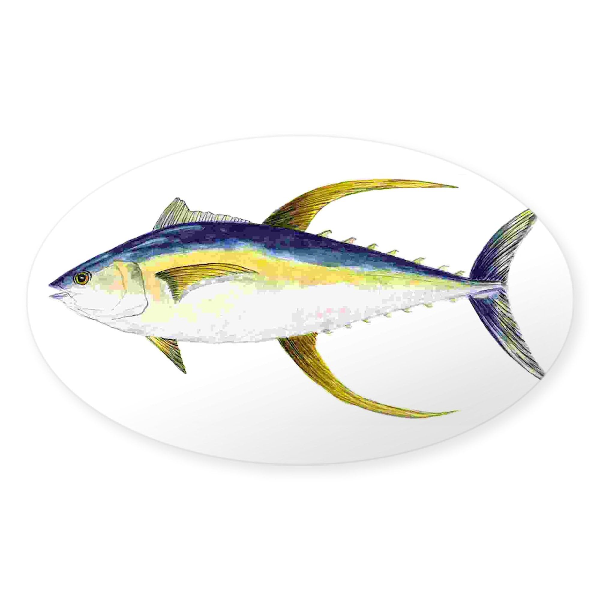 Premium Yellowfin Tuna Oval Car Bumper Sticker - Waterproof Vinyl Decal for Cars, Trucks, Laptops - Perfect for Fishing Enthusiasts & Marine Life Lovers