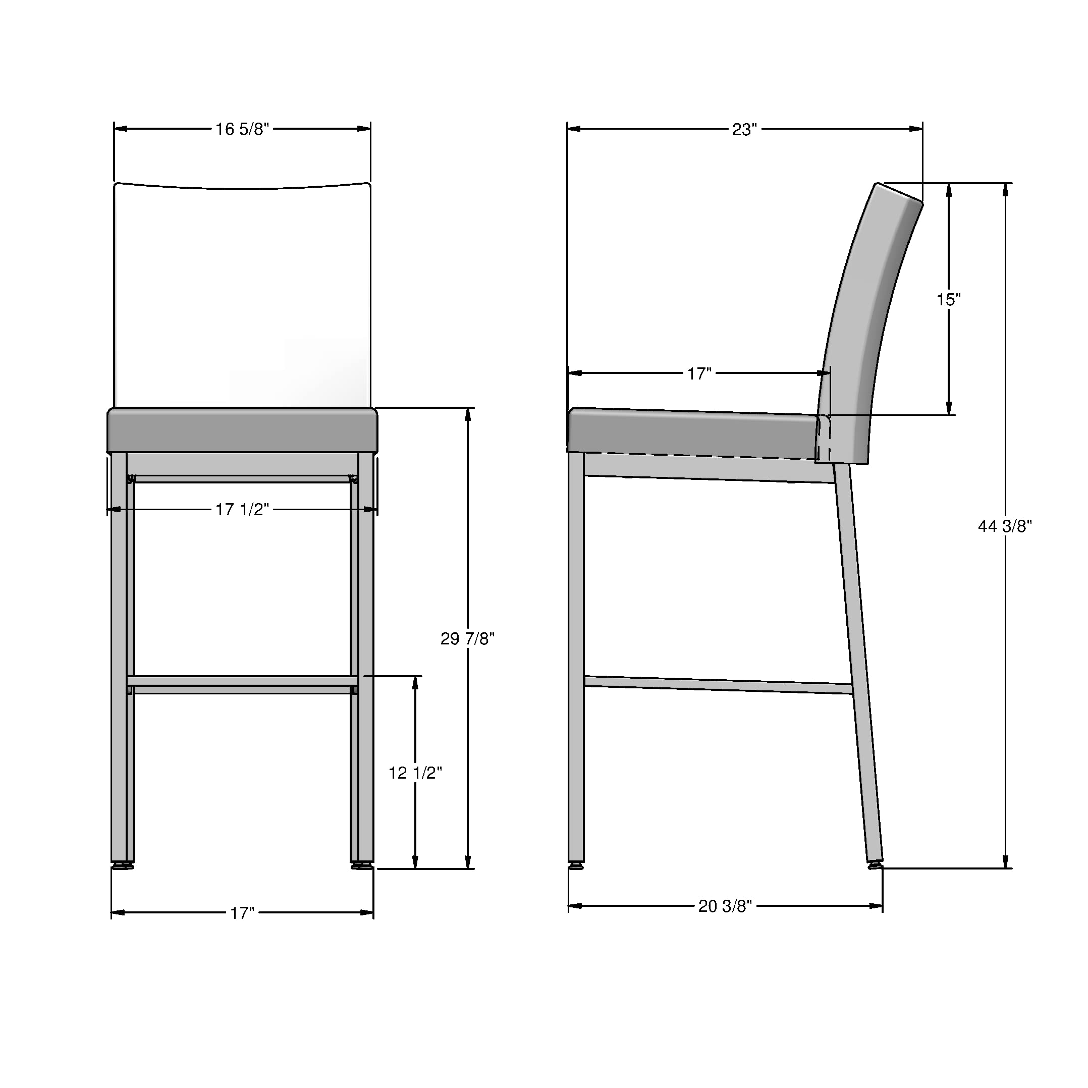 Amisco Perry 30 Inch Bar Stool - Charcoal Black & Brown Faux Leather Seat with Black Metal Frame - Perfect for Kitchen Island, Home Bar & Breakfast Nook