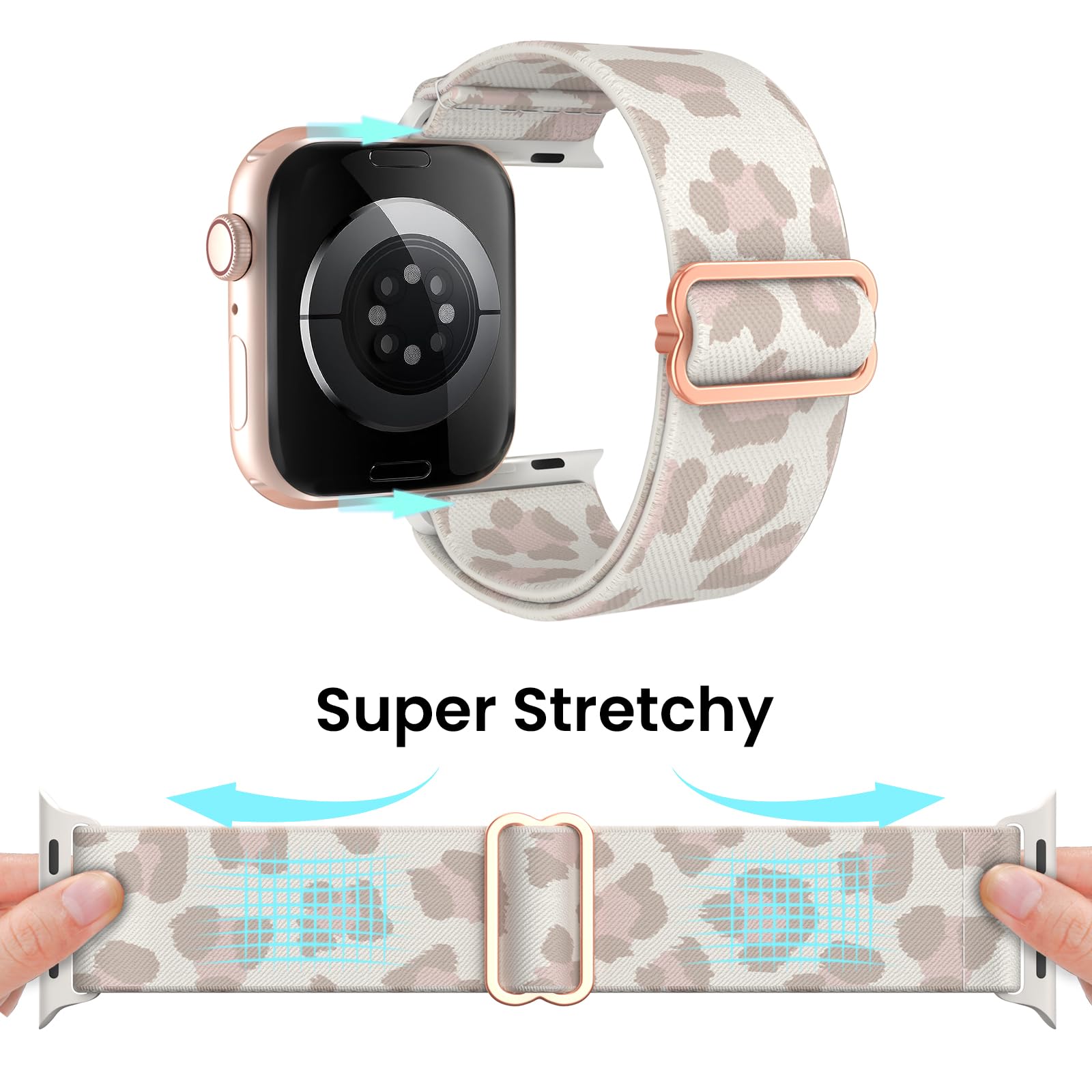 Delidigi Stretchable Nylon Braided Apple Watch Bands for Women - Compatible with iWatch Series 10/9/8/7/6/SE/5/4/3 & Ultra/Ultra 2 (38mm/40mm/41mm/42mm/44mm/45mm/46mm/49mm) - Perfect for Workouts, Running & Everyday Wear