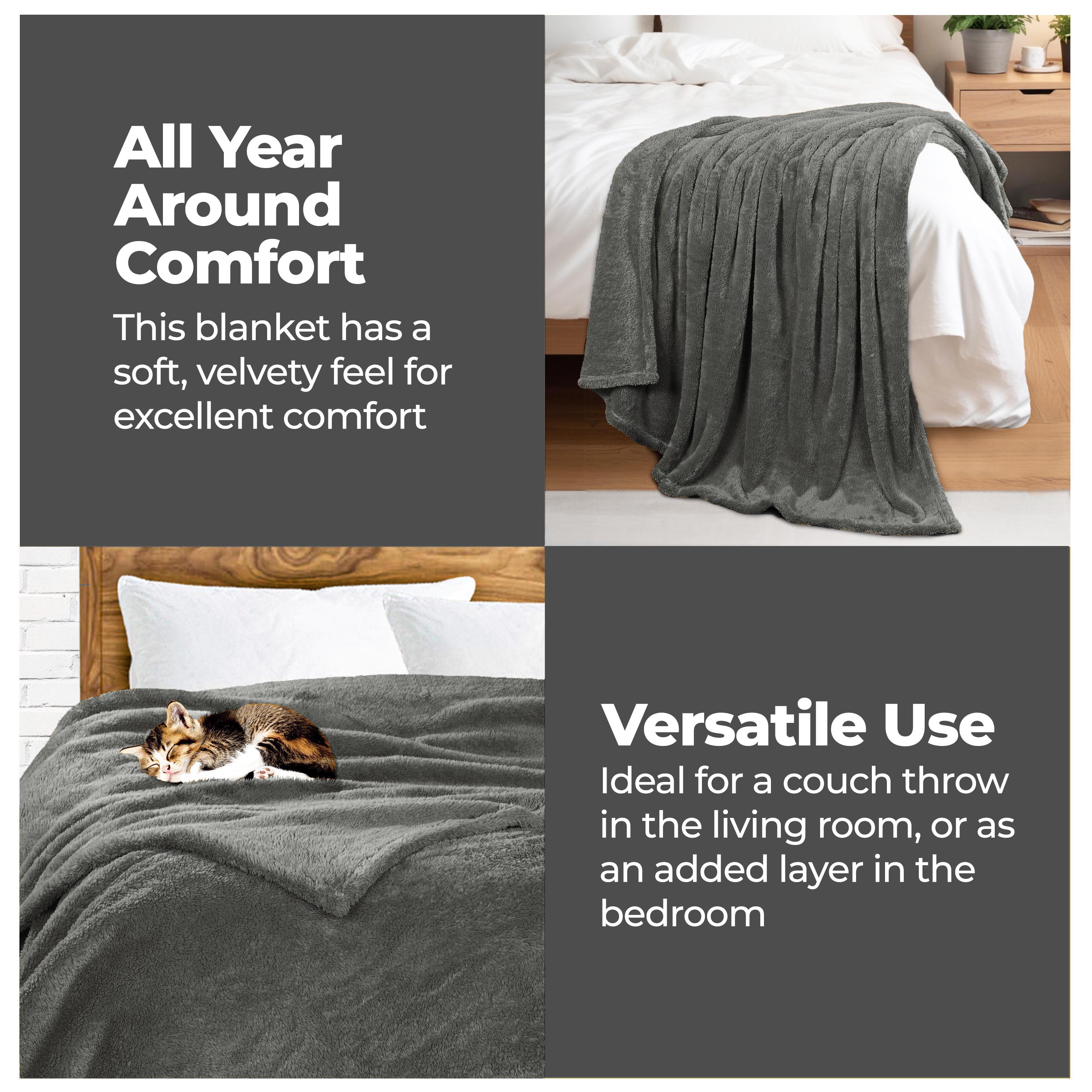Classic Solid Fleece Plush Medium Weight Fluffy Soft Blanket - Cozy & Warm for Bed, Sofa, Travel & Gifts | Ultra-Soft Throw Blanket for All Seasons