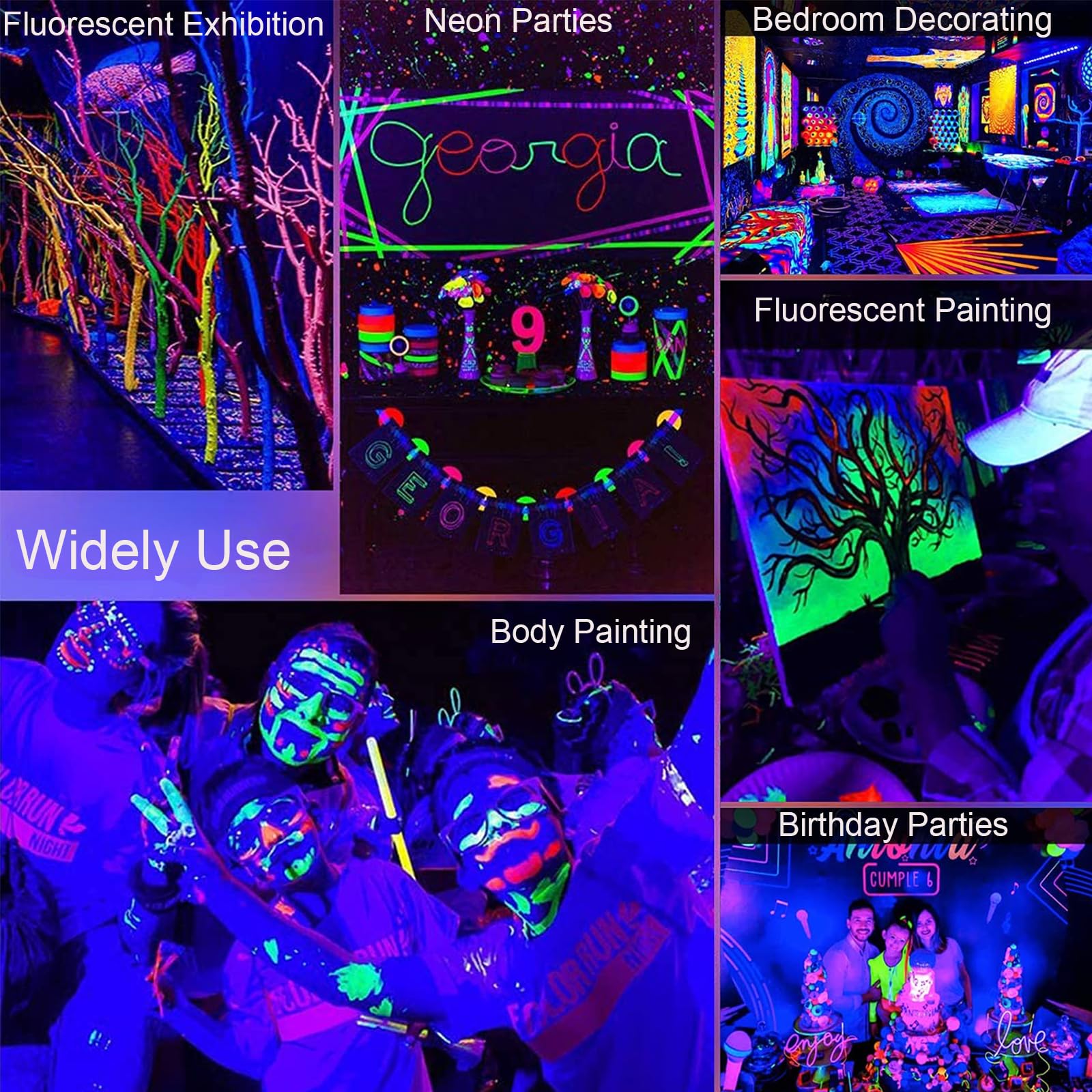 2 Pack 10W Black Light Bar - 1ft T5 LED UV Blacklight Fixture (395-400nm) with USB Power for Glow Parties, Body Paint, Fluorescent Posters - Perfect for Bedroom Decor, Birthday Events & Neon Art Displays