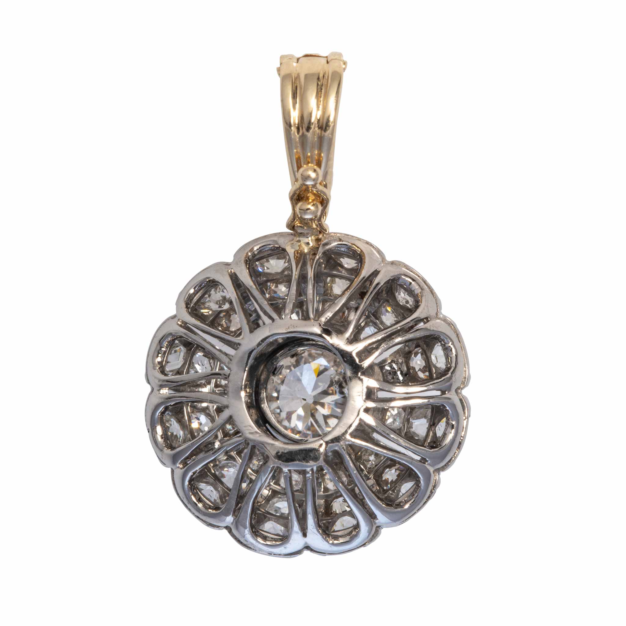 2.80ctw Edwardian Diamond Pendant in 14K Two-Tone Gold - Elegant Vintage Jewelry for Weddings & Special Occasions