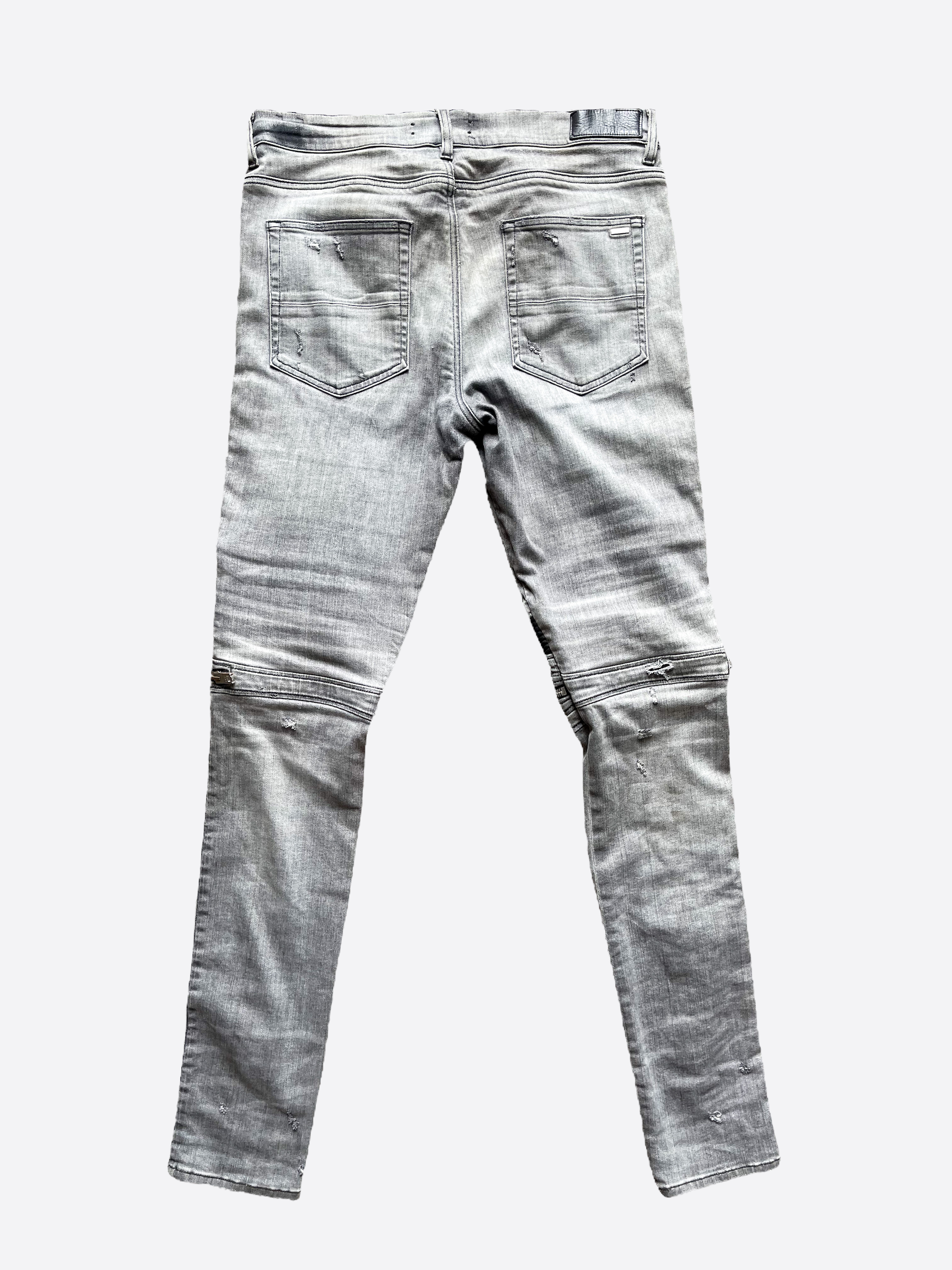 Amiri Grey MX2 Biker Denim Jeans for Men - Stylish Motorcycle Riding & Urban Fashion