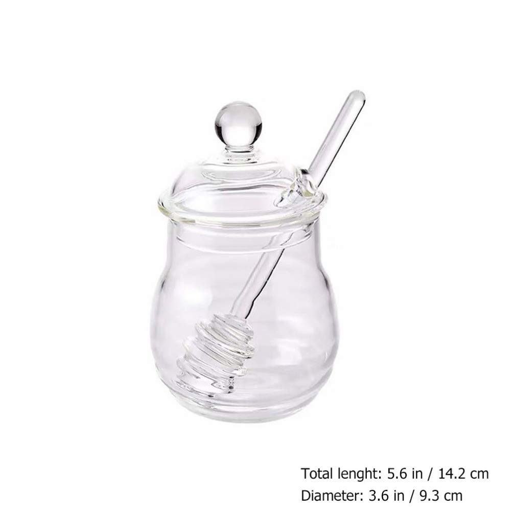 DOITOOL 1 Set Plastic Honey Dispenser with Dipper - BPA-Free Syrup Pot, Sugar Jar & Kitchen Container for Honey, Maple Syrup, Oil & Sauces - Perfect for Coffee Bars, Bakeries & Home Kitchens