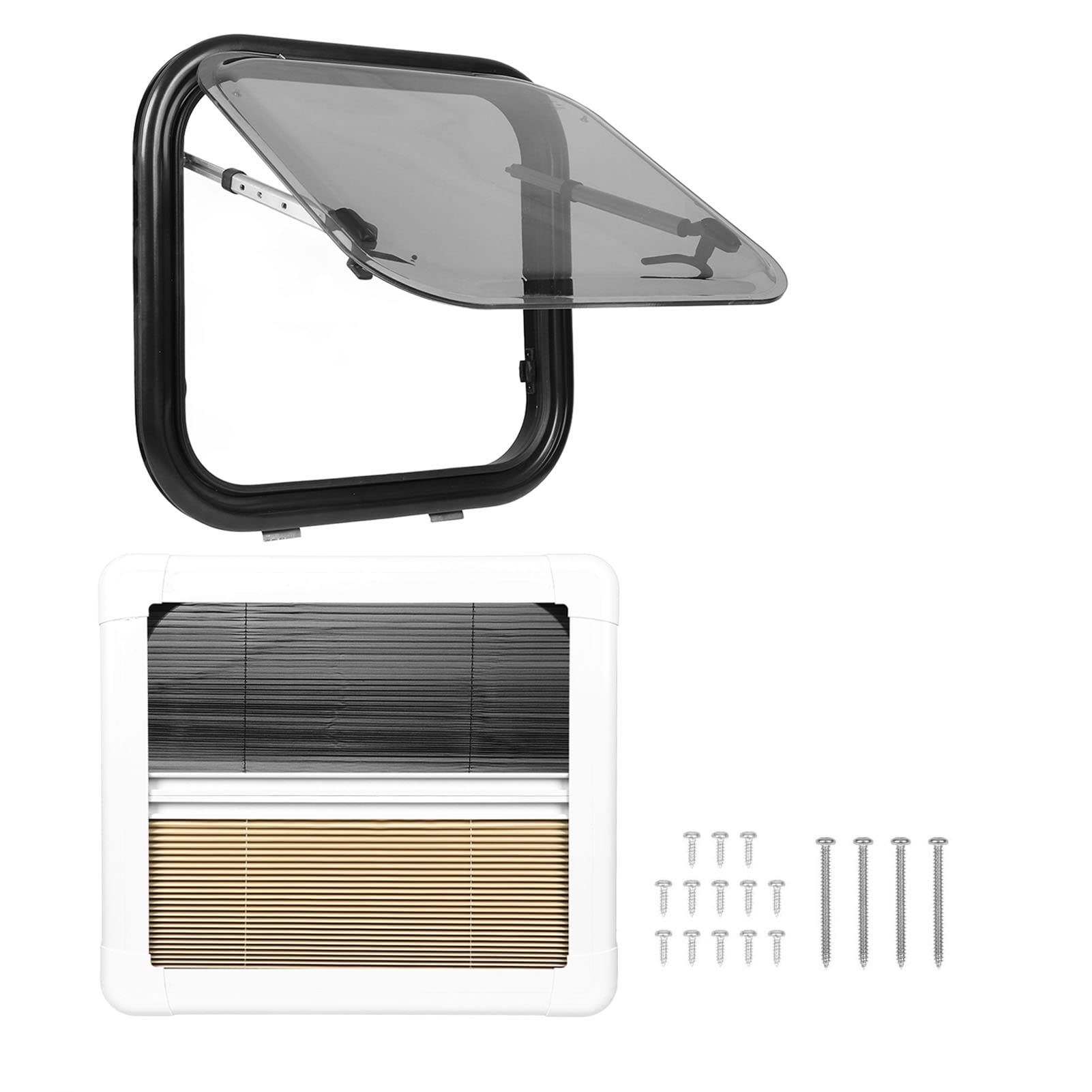 Aramox RV Push Out Window - Double Layer UV Resistant Acrylic Glass with Thermal & Sound Insulation - External RV Exit Window with Curtain for Camping & Travel Trailers