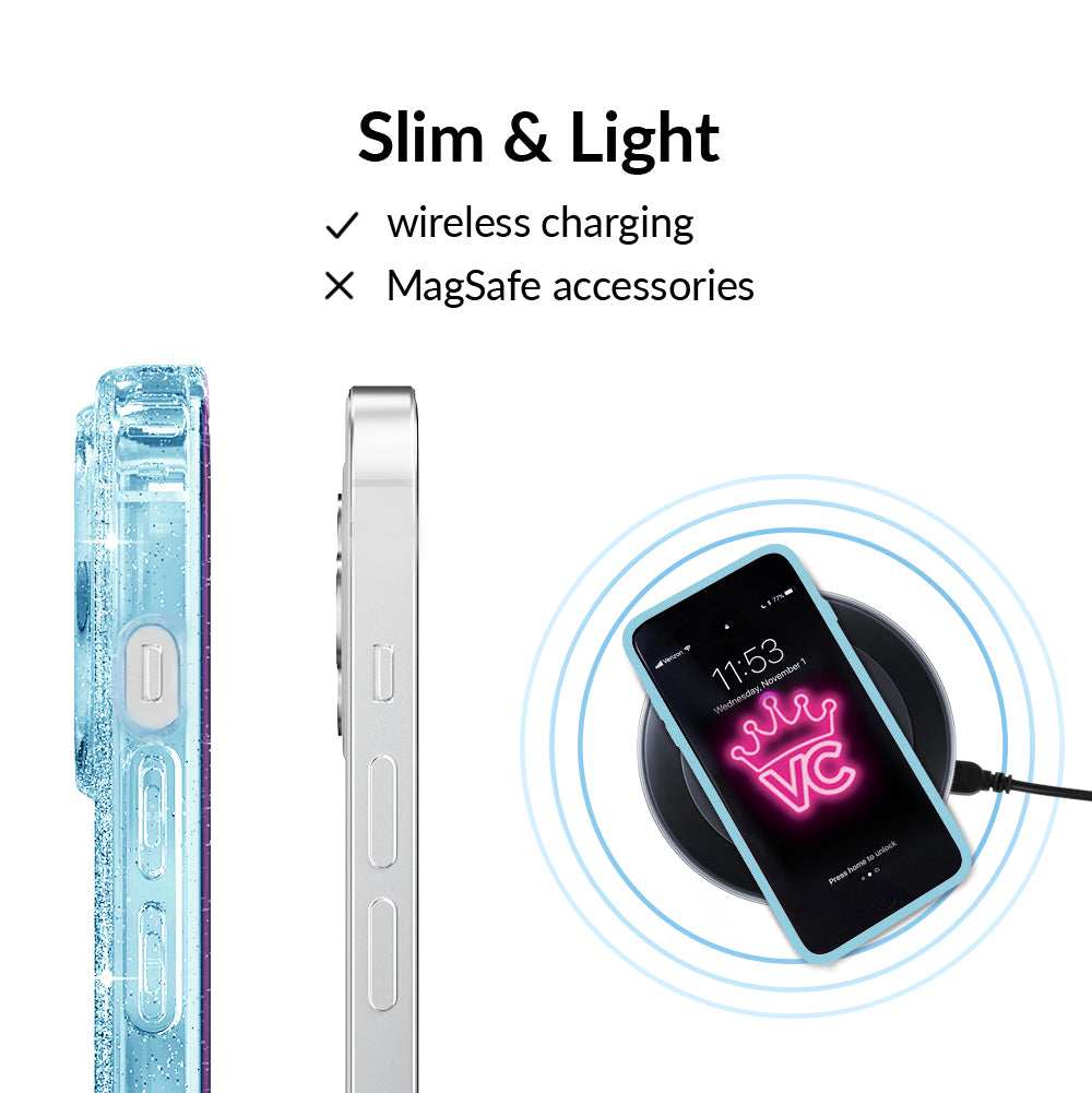 Blue Stardust Glitter iPhone Case - Sparkling Protective Cover for iPhone 13/14/15 Pro Max - Trendy Fashion Accessory for Parties, Events & Everyday Use
