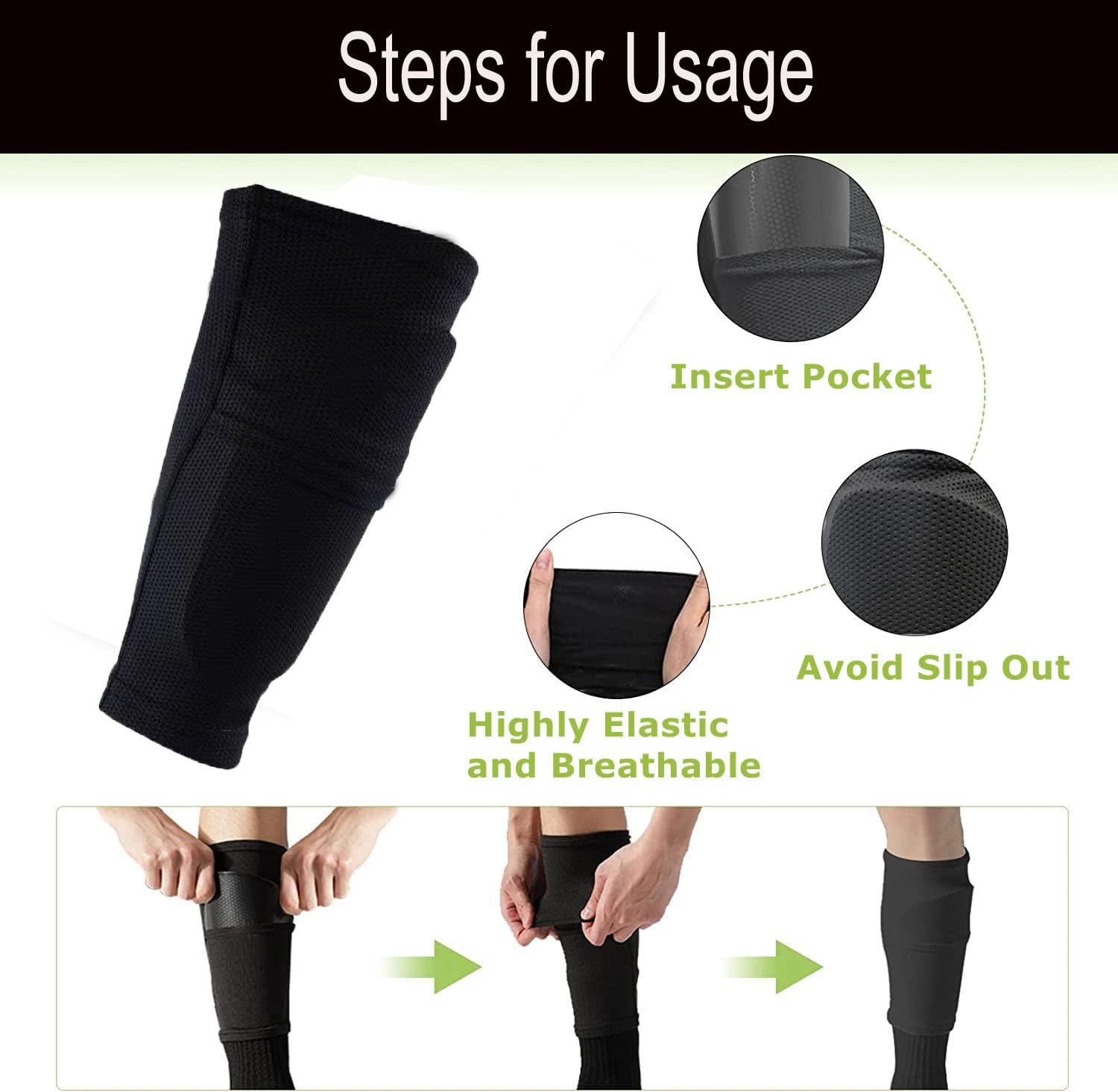 Best Soccer Shin Guards for Kids, Youth, Teens & Adults - Shock-Absorbing Shin Guard Sleeves with Cushioned Pocket Protection - Ideal for Soccer, Football & Team Sports Training & Matches
