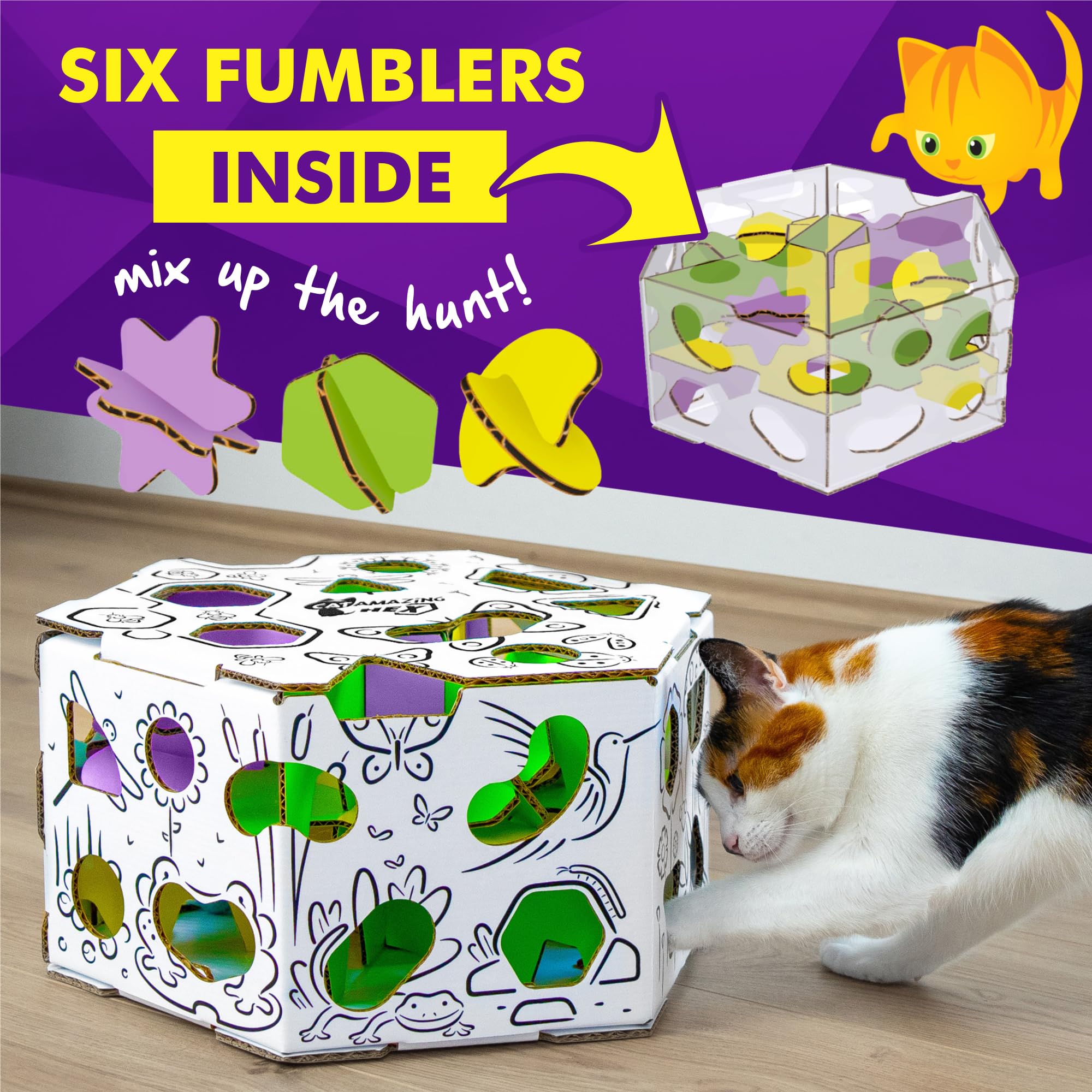 Interactive Cat Treat Puzzle Box & Feeder - Enrichment Food Dispenser Toy for Indoor Cats - Mental Stimulation & Slow Feeding Solution - Perfect for Boredom Relief & Weight Management
