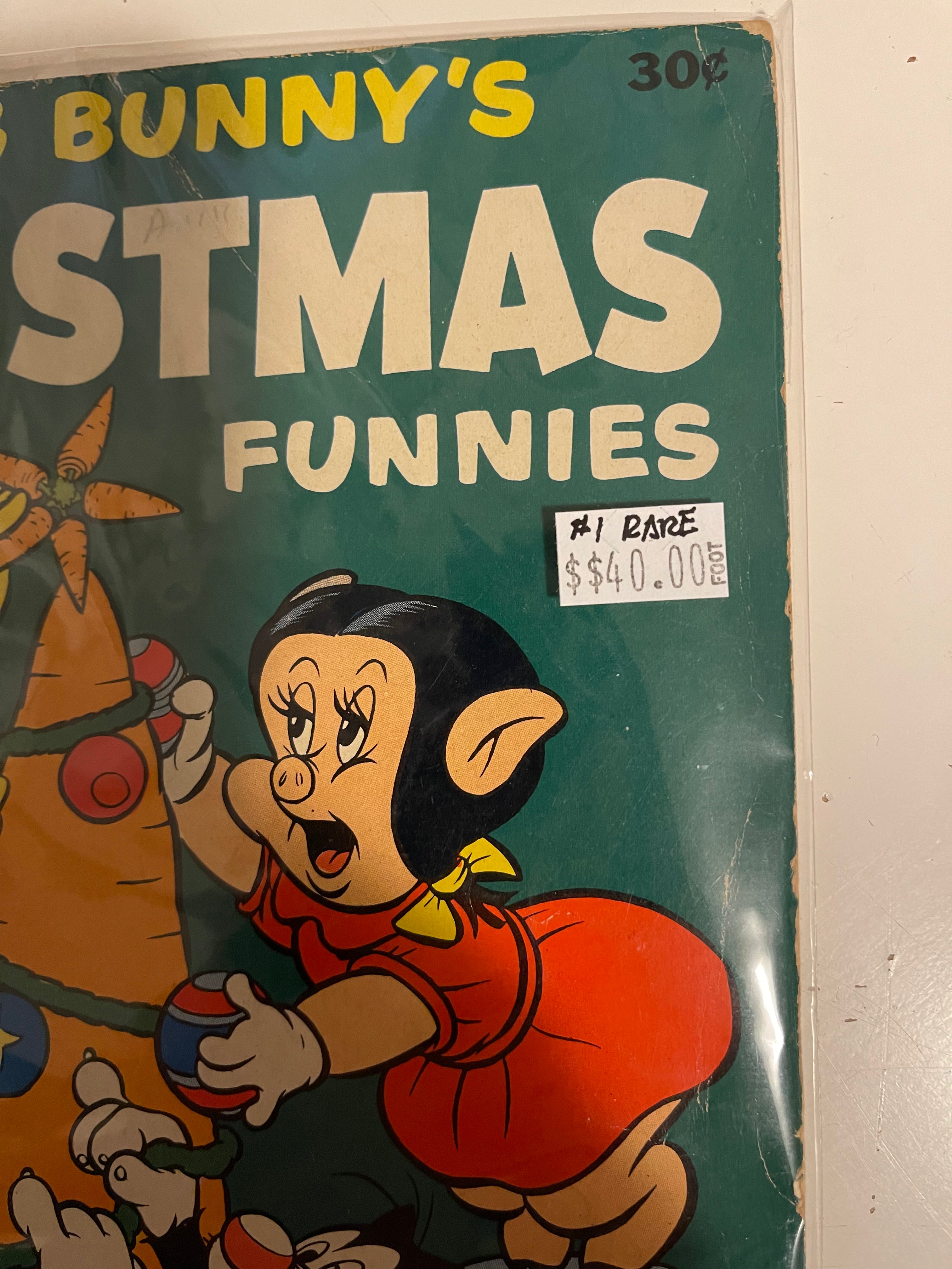 Bugs Bunny Christmas Funnies Giant Size Comic Book 1953 - Vintage Holiday Collectible for Fans & Decor