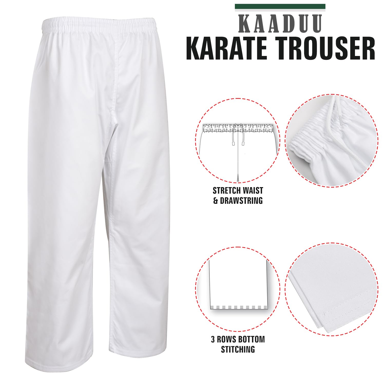 Premium 8oz White Karate Pants for Men - Adult Martial Arts Training Trousers | Perfect for Karate, Taekwondo & MMA Practice