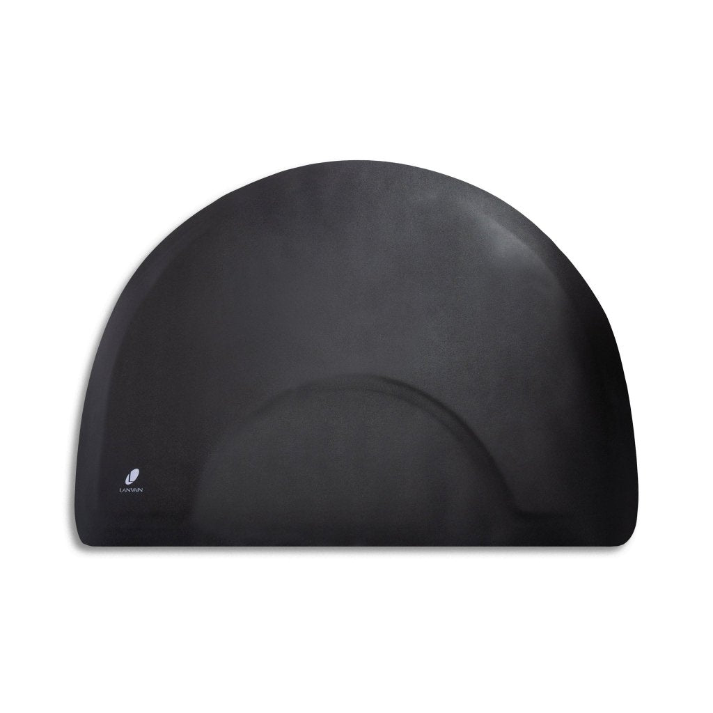 Lanvain® Half Circle Barber Mat with Round Depression for Styling Chairs - Non-Slip Salon Floor Mat with Round Print (Model 3040S 1/2S) - Perfect for Hair Salons, Barber Shops & Home Styling Stations