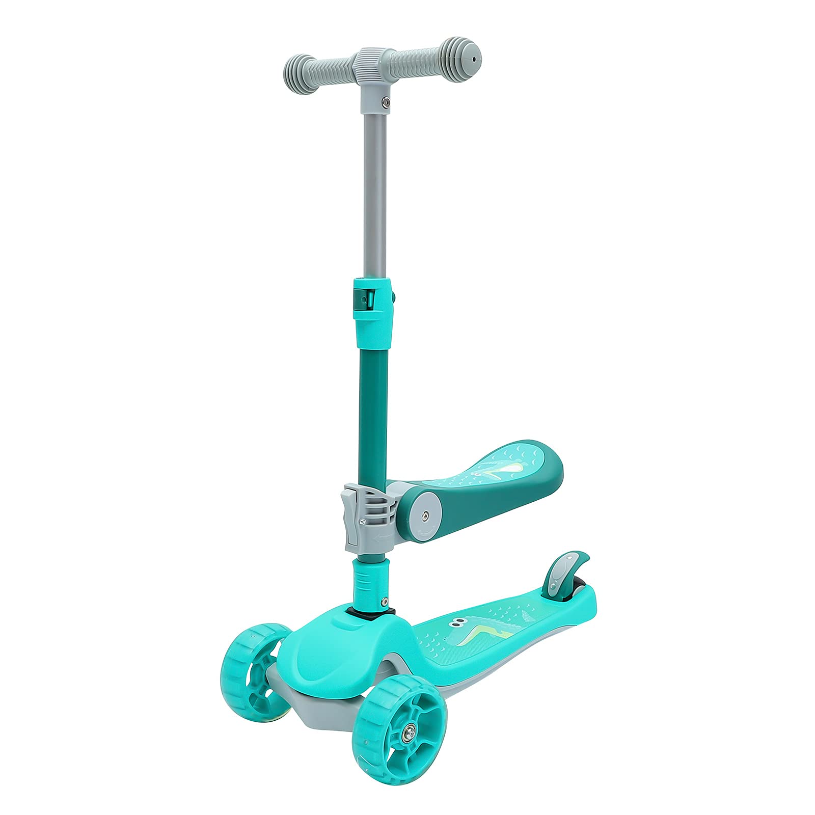 Balacoo Kids Scooter with Stool - 2-in-1 Adjustable Scooter with Music & LED Lights | Christmas Gift for Boys & Girls | Outdoor Play & Indoor Riding Toy