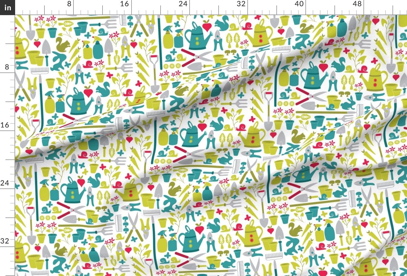 Premium Spoonflower Fabric - Gardening Tools & Spring Farming Print on Velvet Upholstery Fabric by The Yard | Home Decor, Apparel & DIY Projects for Garden Enthusiasts