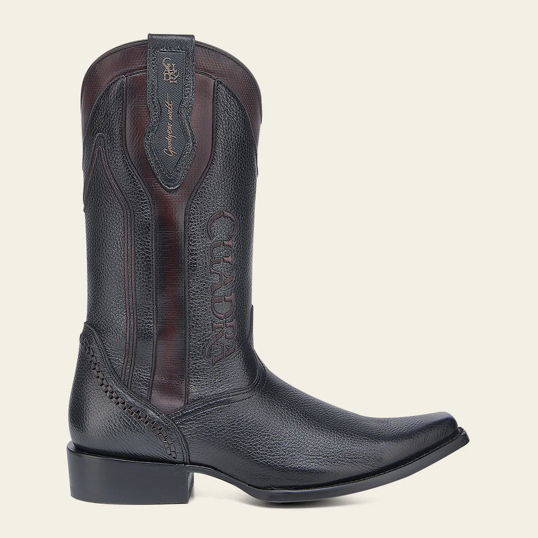 Men's Cuadra Black Dress Cowboy Deer Leather Boots - Western Style Riding Boots for Country, Rodeo & Casual Wear